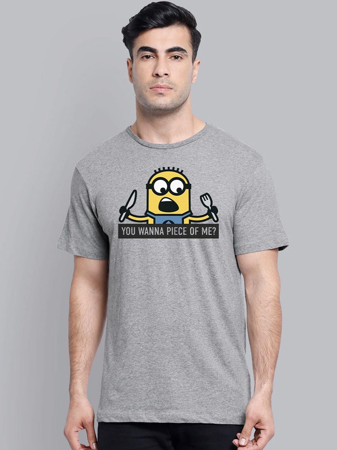 

Free Authority Men Grey Minions Printed T-shirt