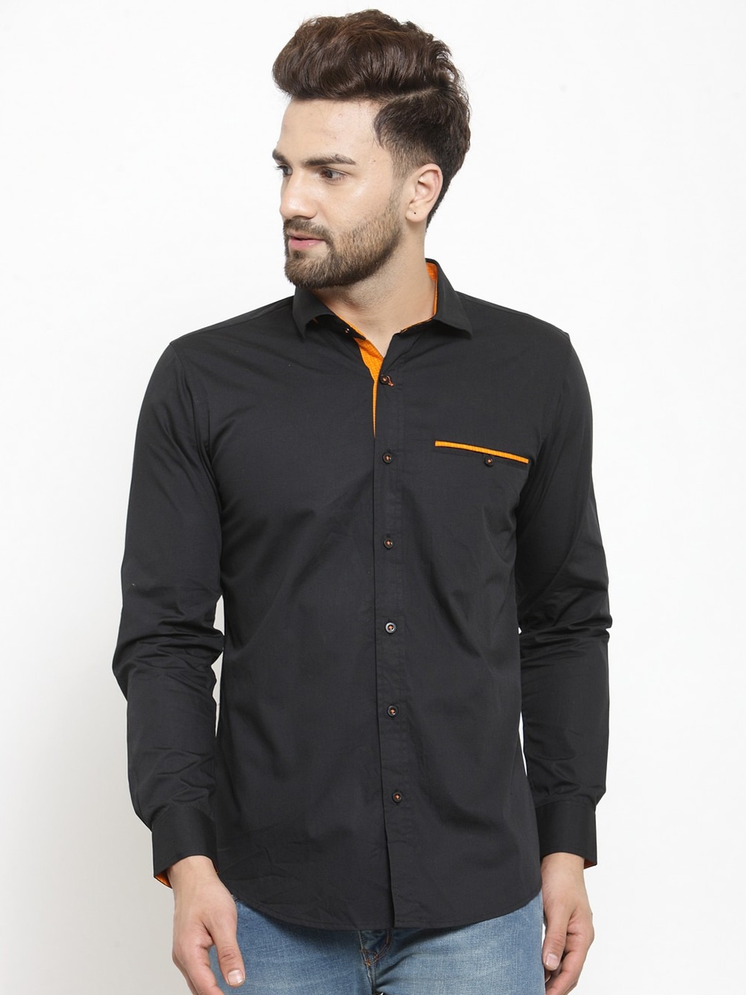 

Purple State Men Black Slim Fit Casual Shirt
