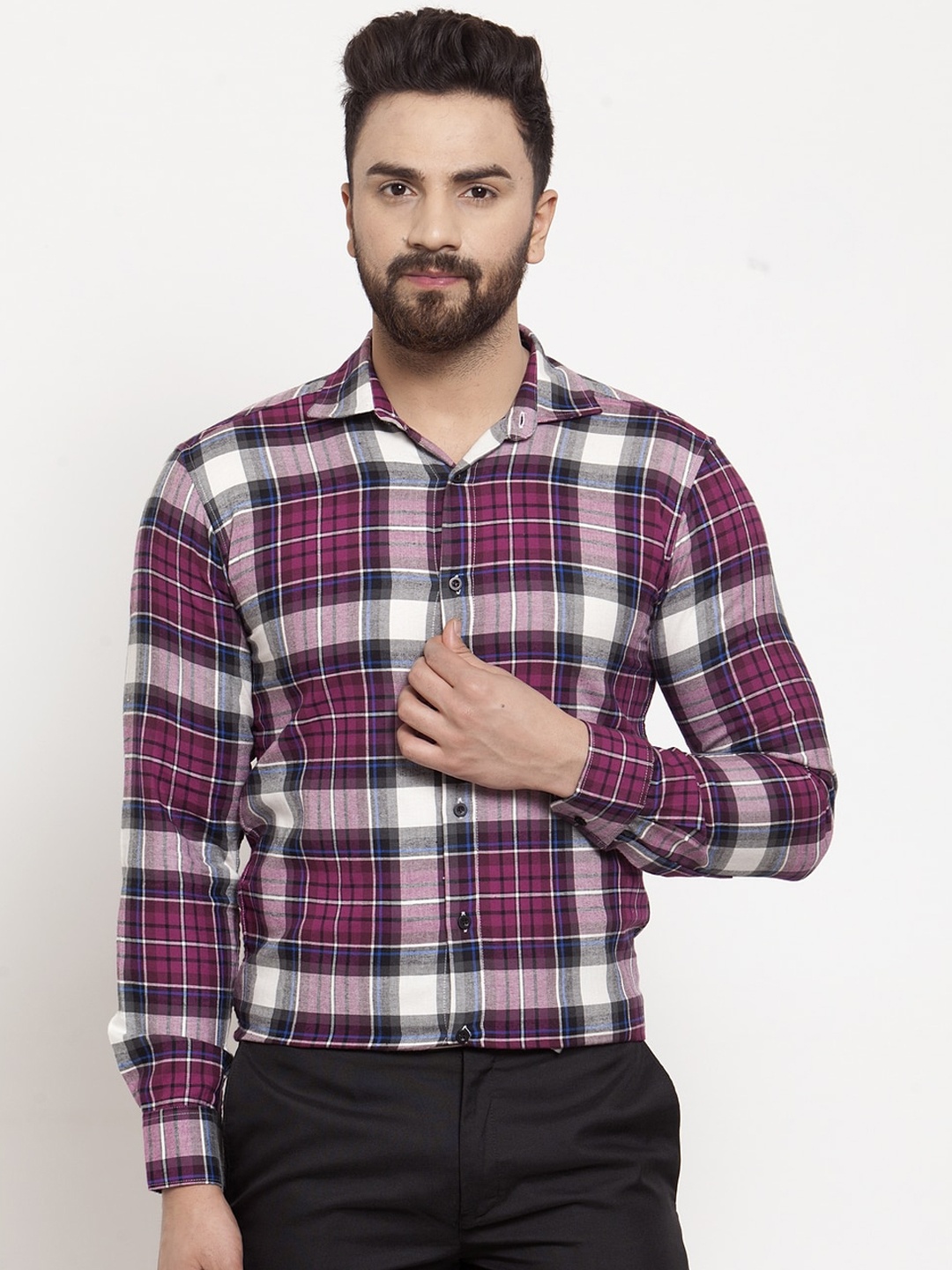 

Purple State Men Multicoloured Slim Fit Checked Casual Shirt, Multi