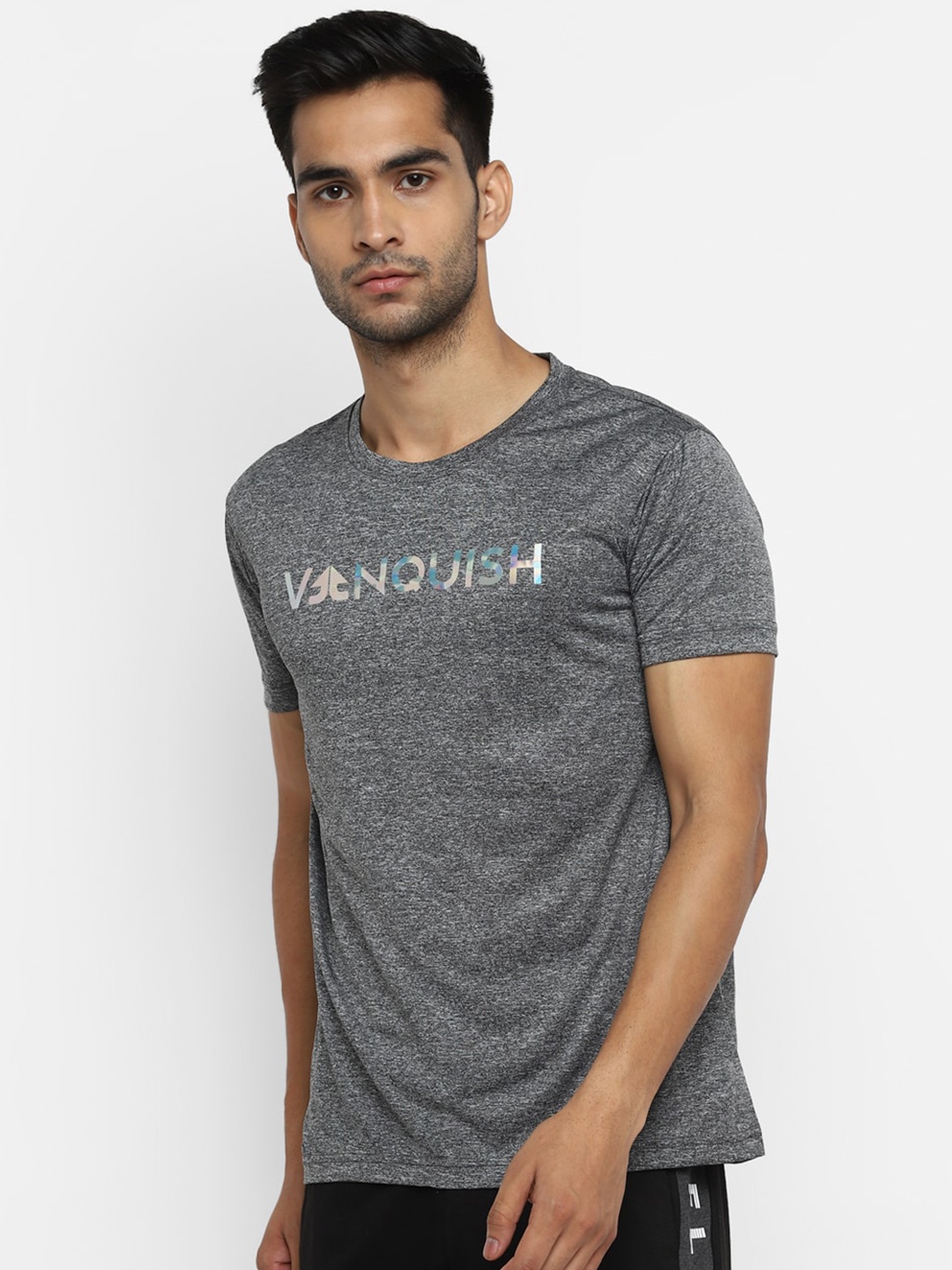 

OFF LIMITS Men Grey Melange Typography Printed T-shirt