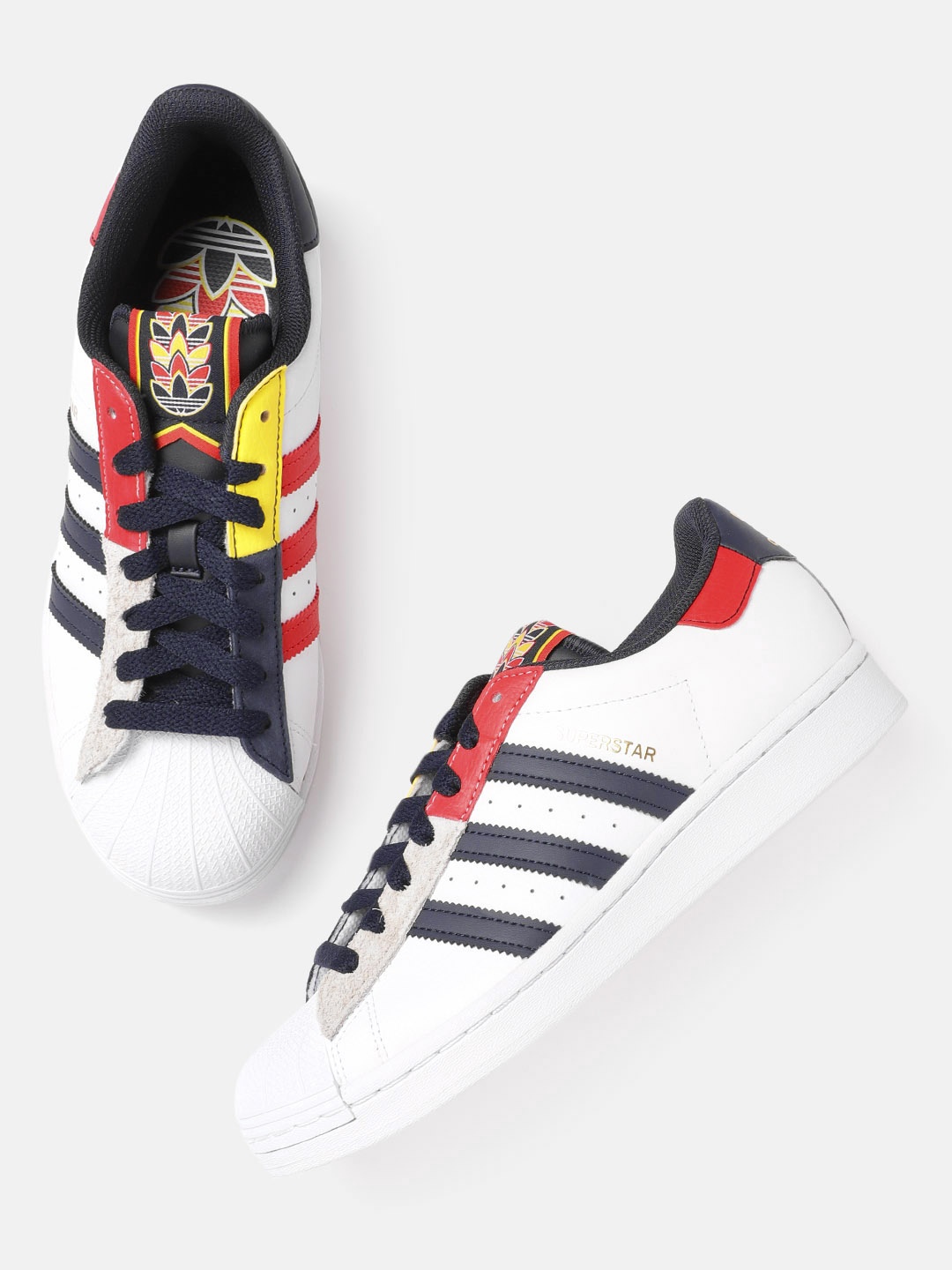 

ADIDAS Originals Men White Perforated Leather Superstar Sneakers Excluding Trims