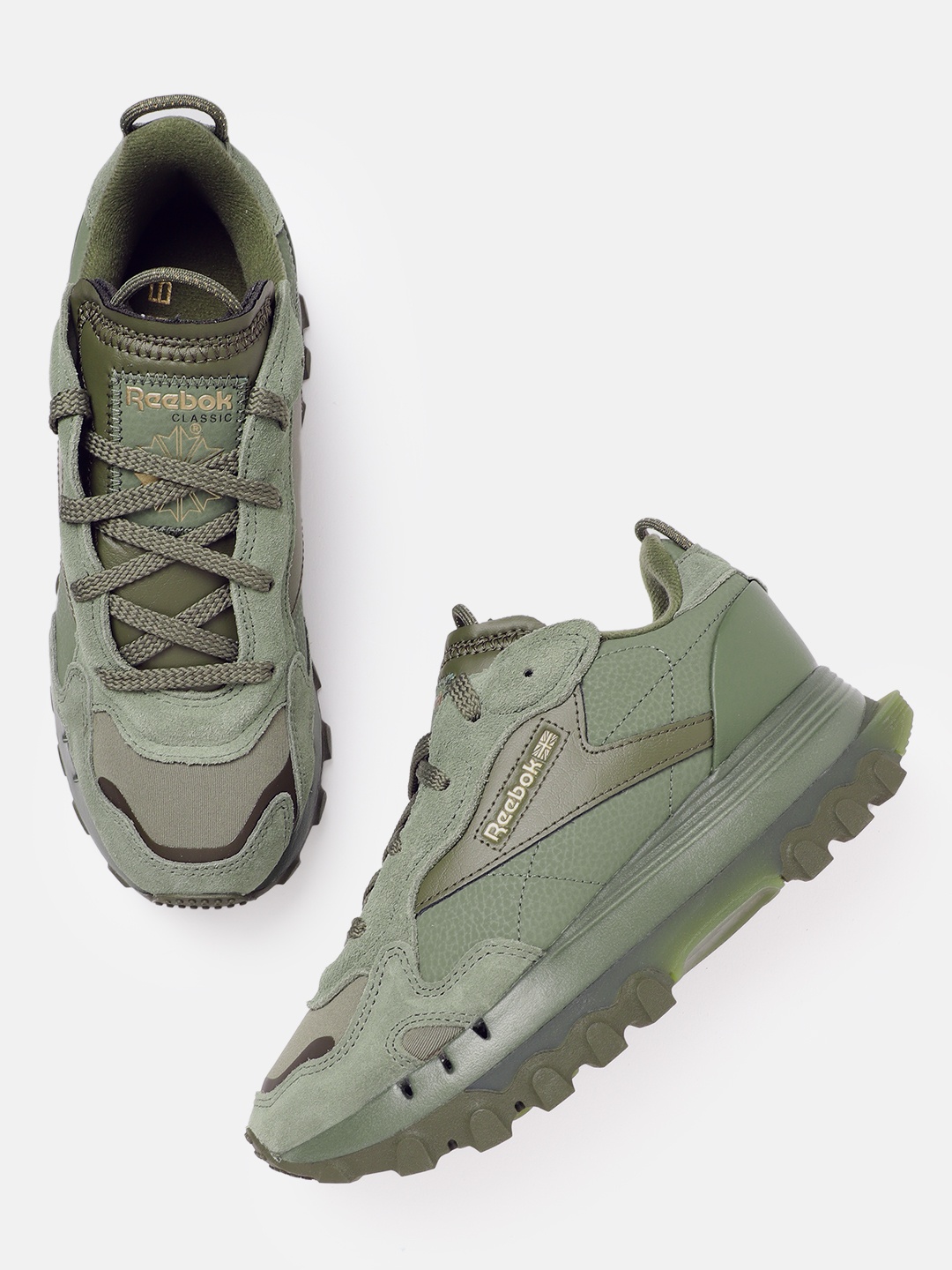 

Reebok Classic Women Olive Green Solid CL Cardi Sneakers