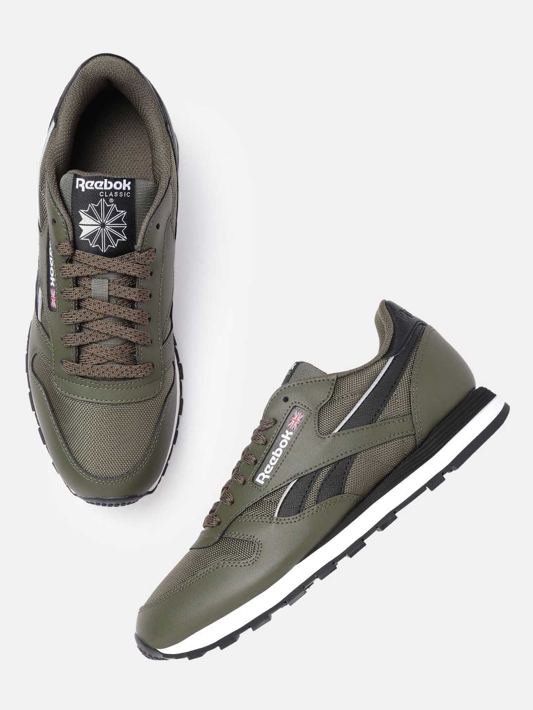 

Reebok Classic Men Olive Green Woven Design Sneakers