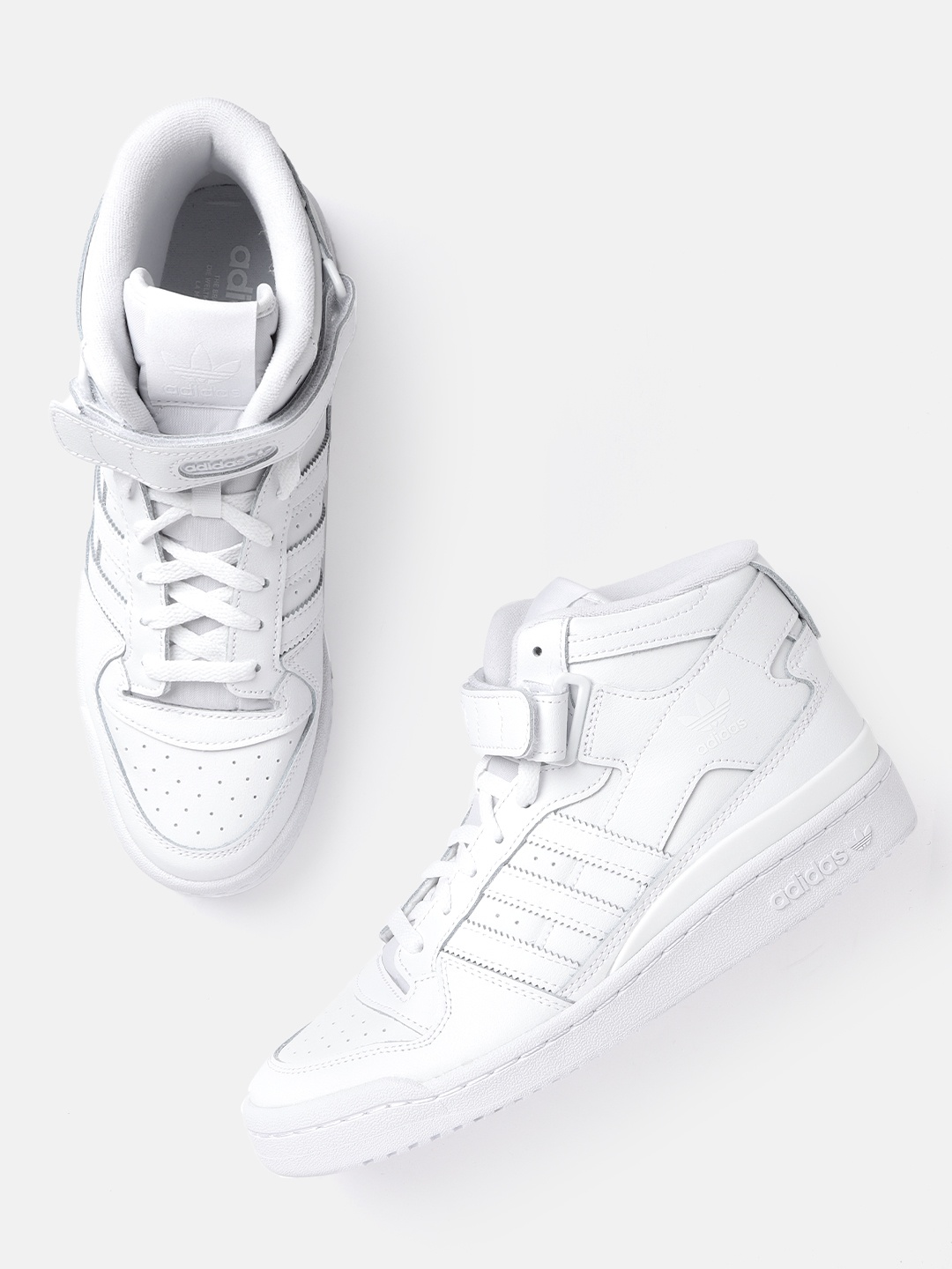 

ADIDAS Originals Men White Forum Mid-Top Perforated Leather Sneakers