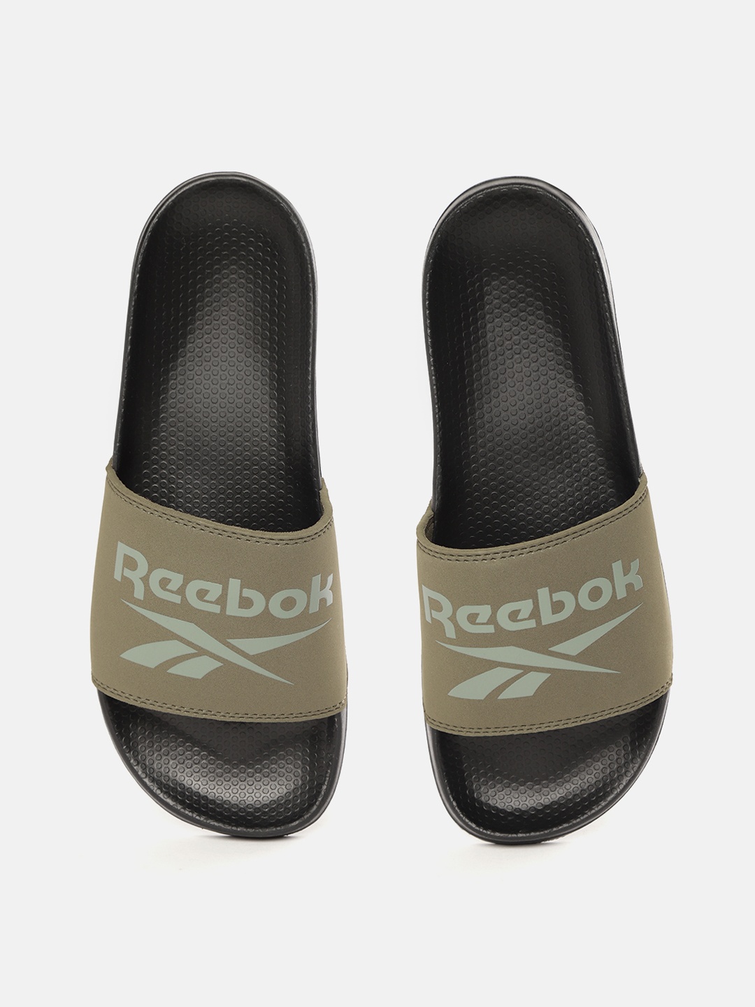 

Reebok Men Olive Green Brand Logo Print Fulgere Sliders