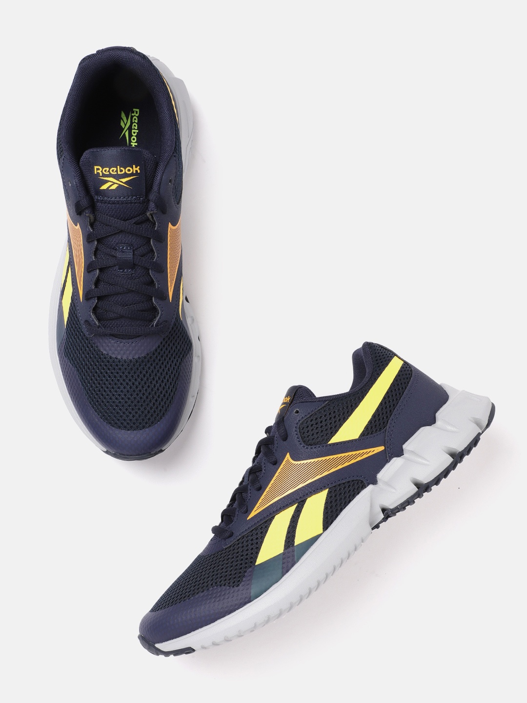 

Reebok Men Navy & Yellow ZTAUR Running Shoes, Navy blue