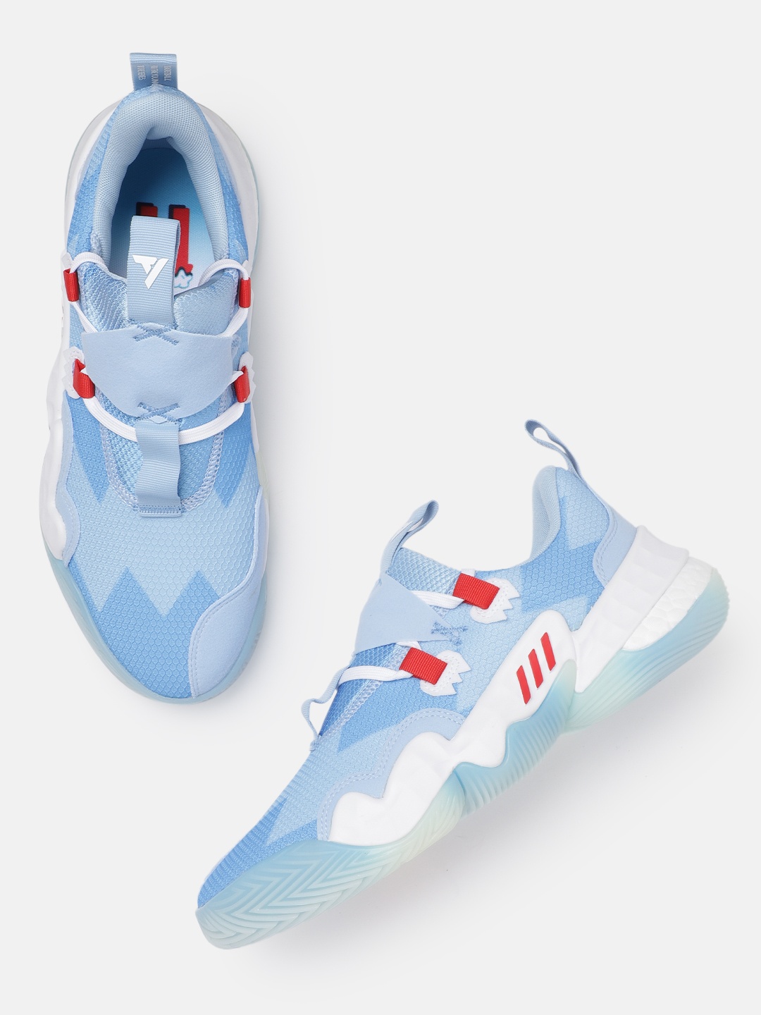 

ADIDAS Unisex Blue & White Woven Design Trae Young 1 Sustainable Basketball Shoes