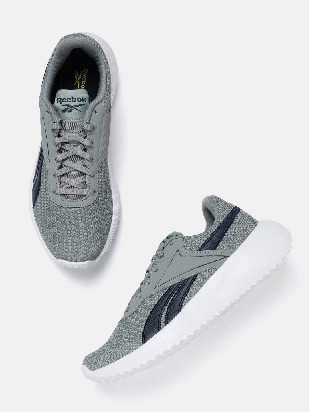 

Reebok Men Grey & Navy Blue Lite 3.0 Knit Running Shoes