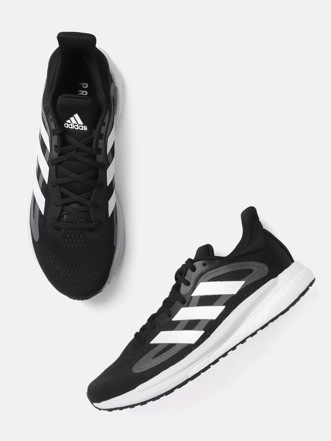 

ADIDAS Men Black Woven Design Solar Glide 4 Sustainable Running Shoes
