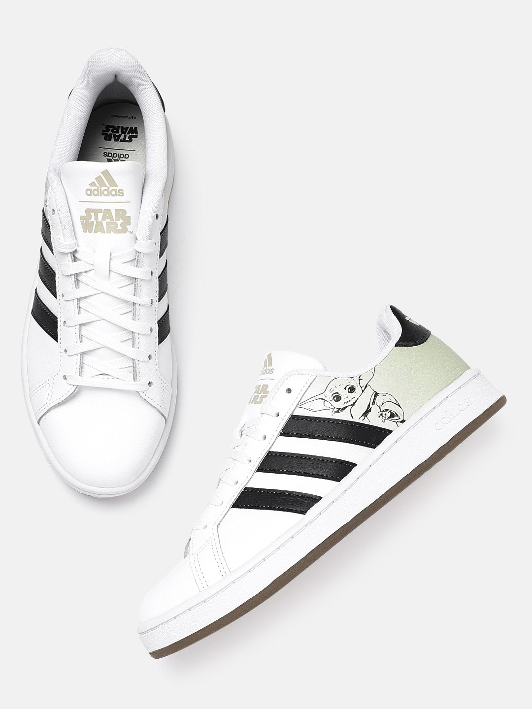 

ADIDAS Men White & Black Solid Grand Court Leather Tennis Shoes