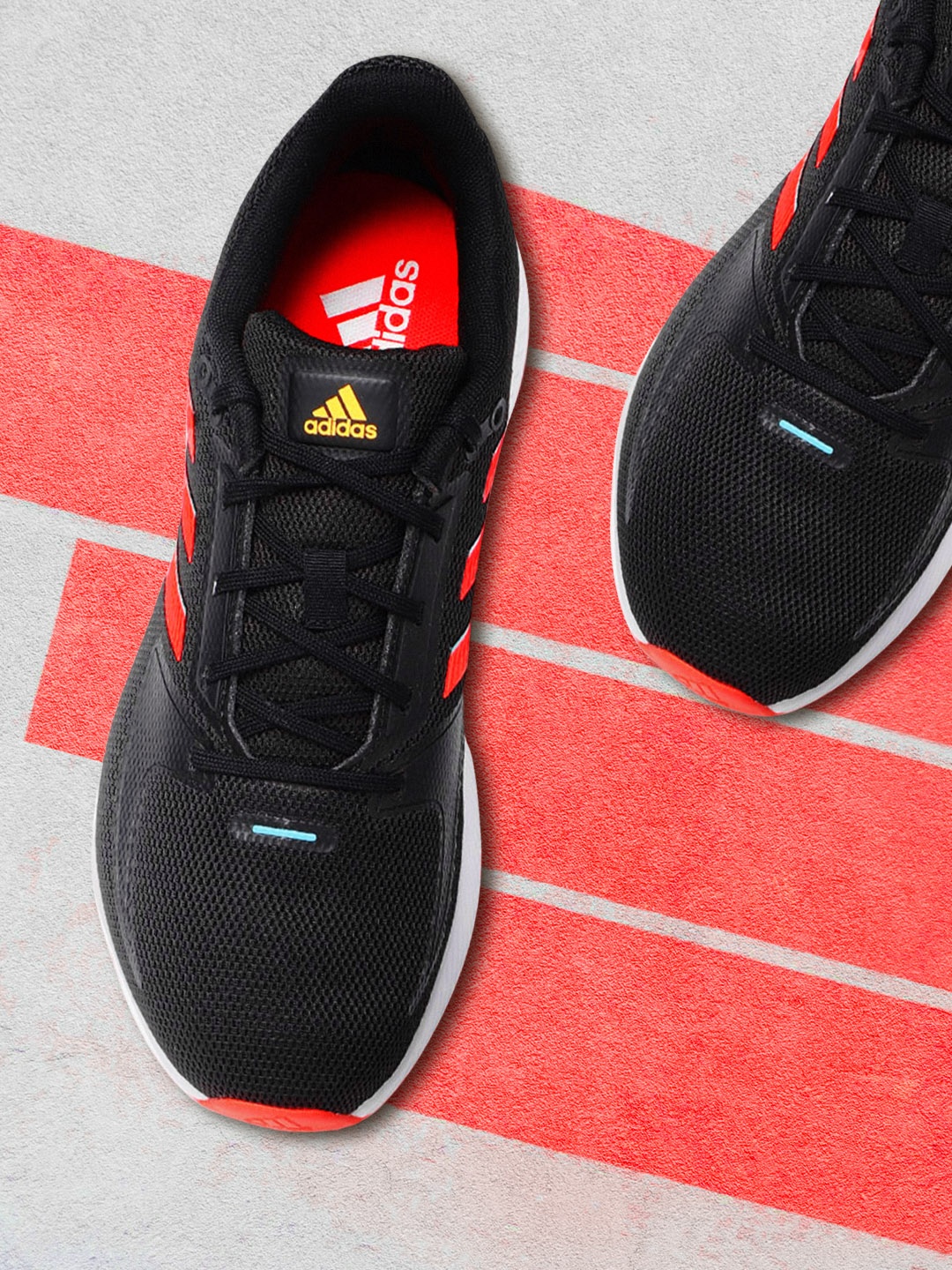 

ADIDAS Men Black & Red Woven Design Falcon 2.0 Sustainable Running Shoes