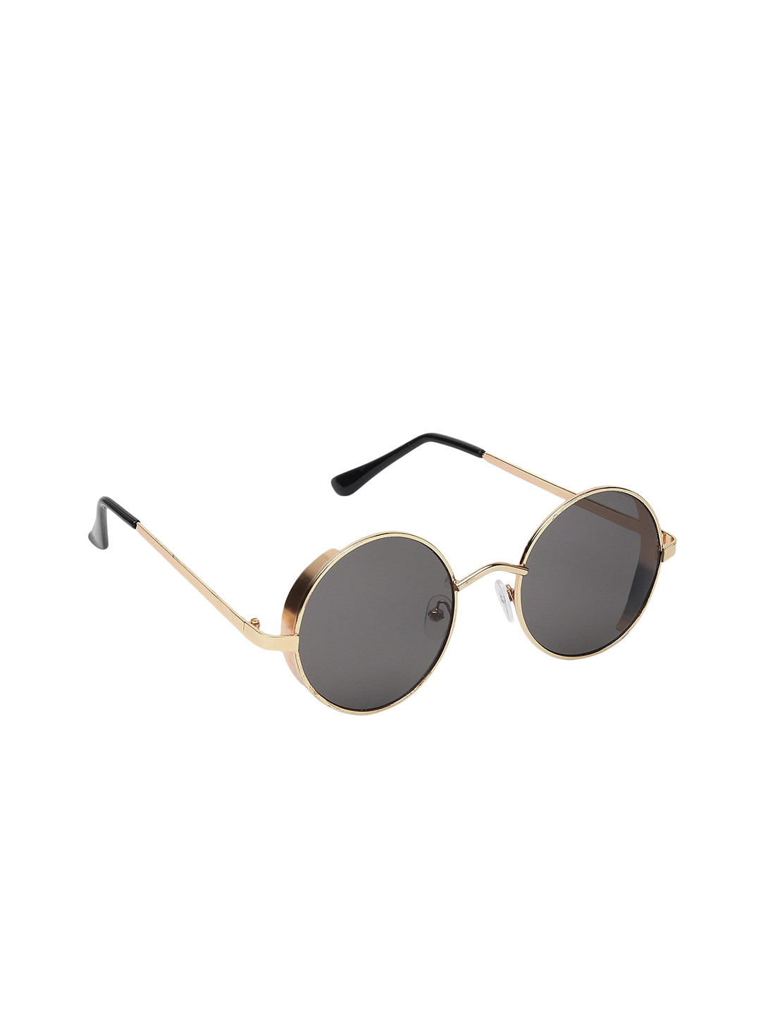 

CRIBA Unisex Gold Grey Rim Round Sunglasses
