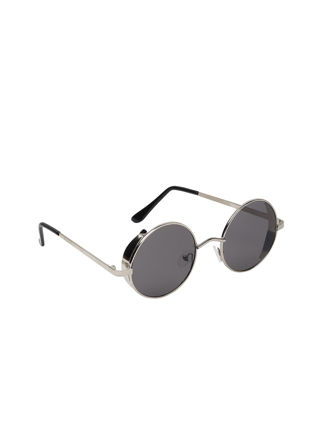 

CRIBA Unisex Grey & Gunmetal-Toned Full Rim Round Sunglasses, Silver
