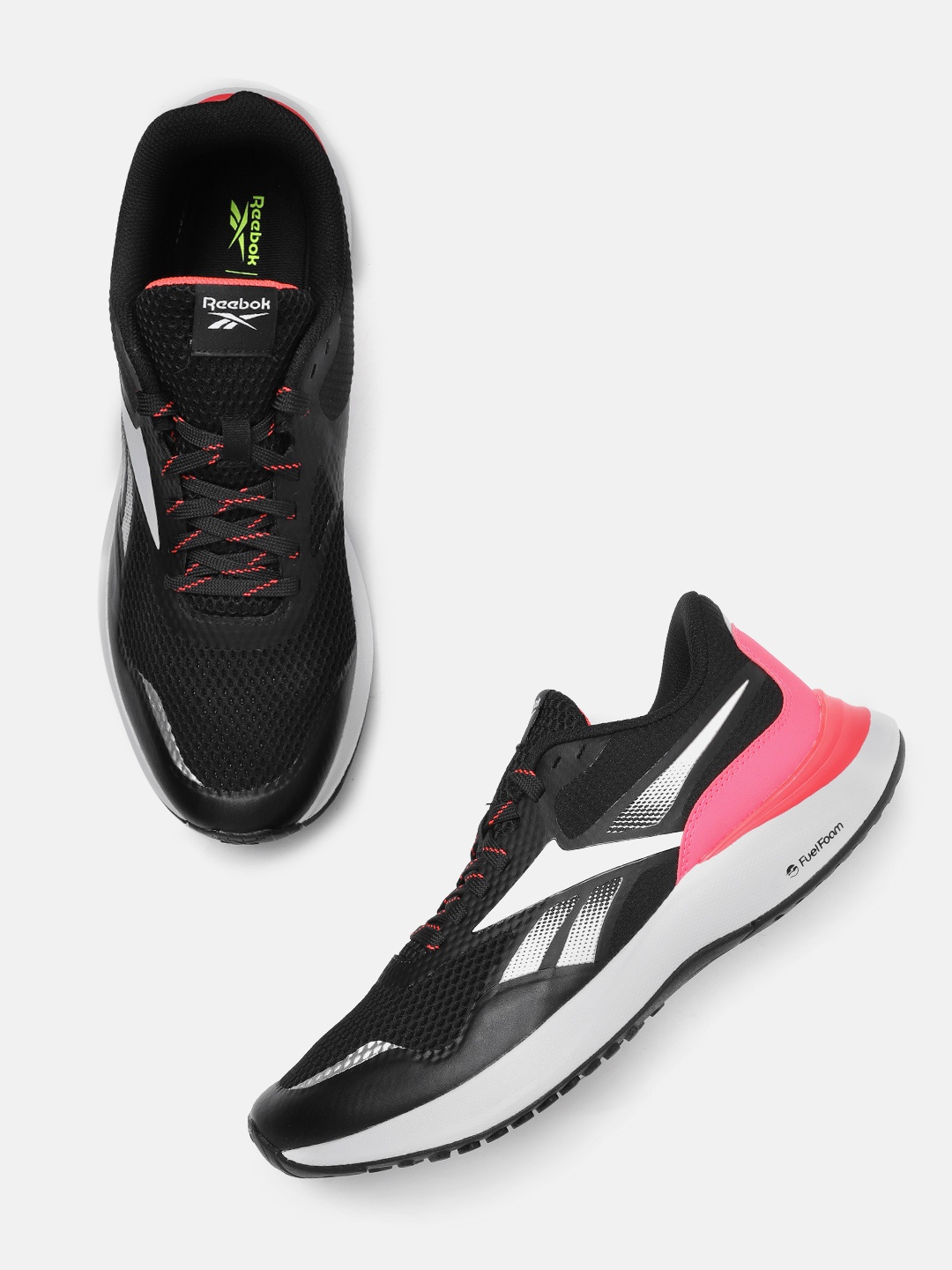 

Reebok Men Black & White Woven Design Endless Road 3.0 Running Shoes