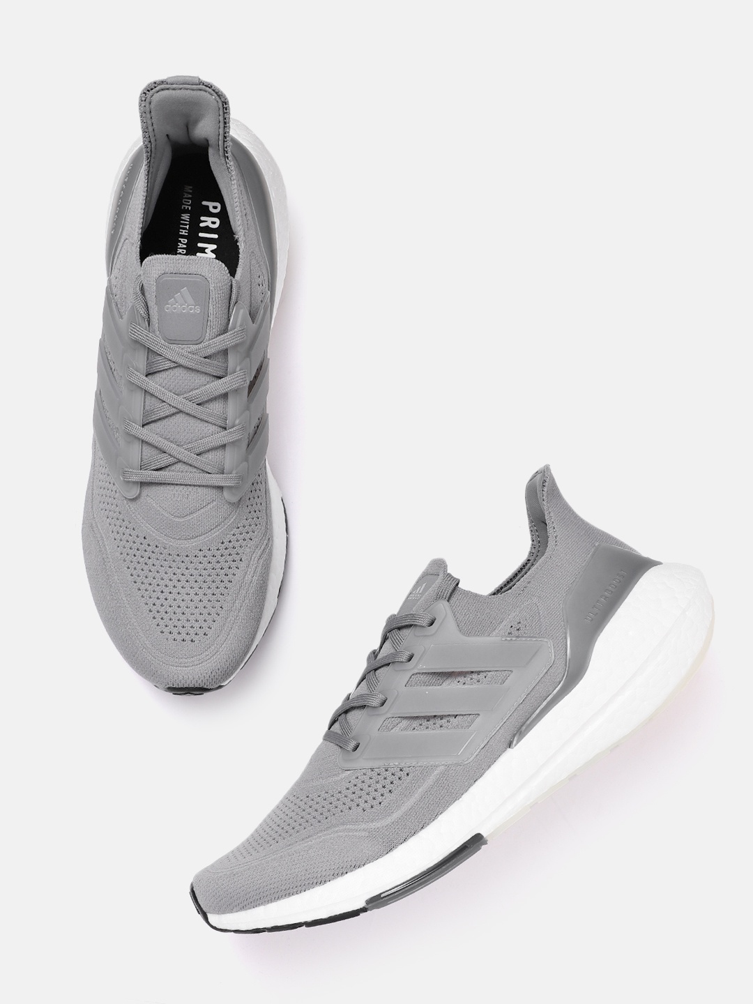 

ADIDAS Men Grey Woven Design Ultraboost 21 Sustainable Running Shoes