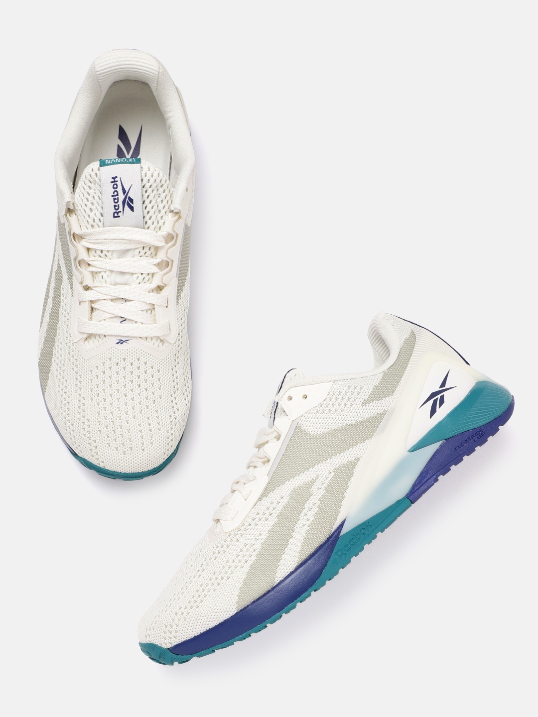 

Reebok Men Off-White & Grey Woven Design Nano X1 Training Shoes