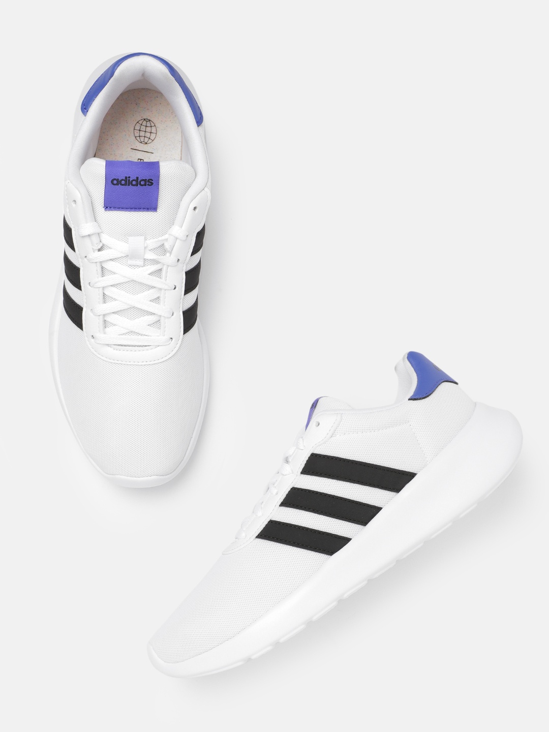 

ADIDAS Men White & Black Woven Design Lite Racer 3.0 Sustainable Running Shoes