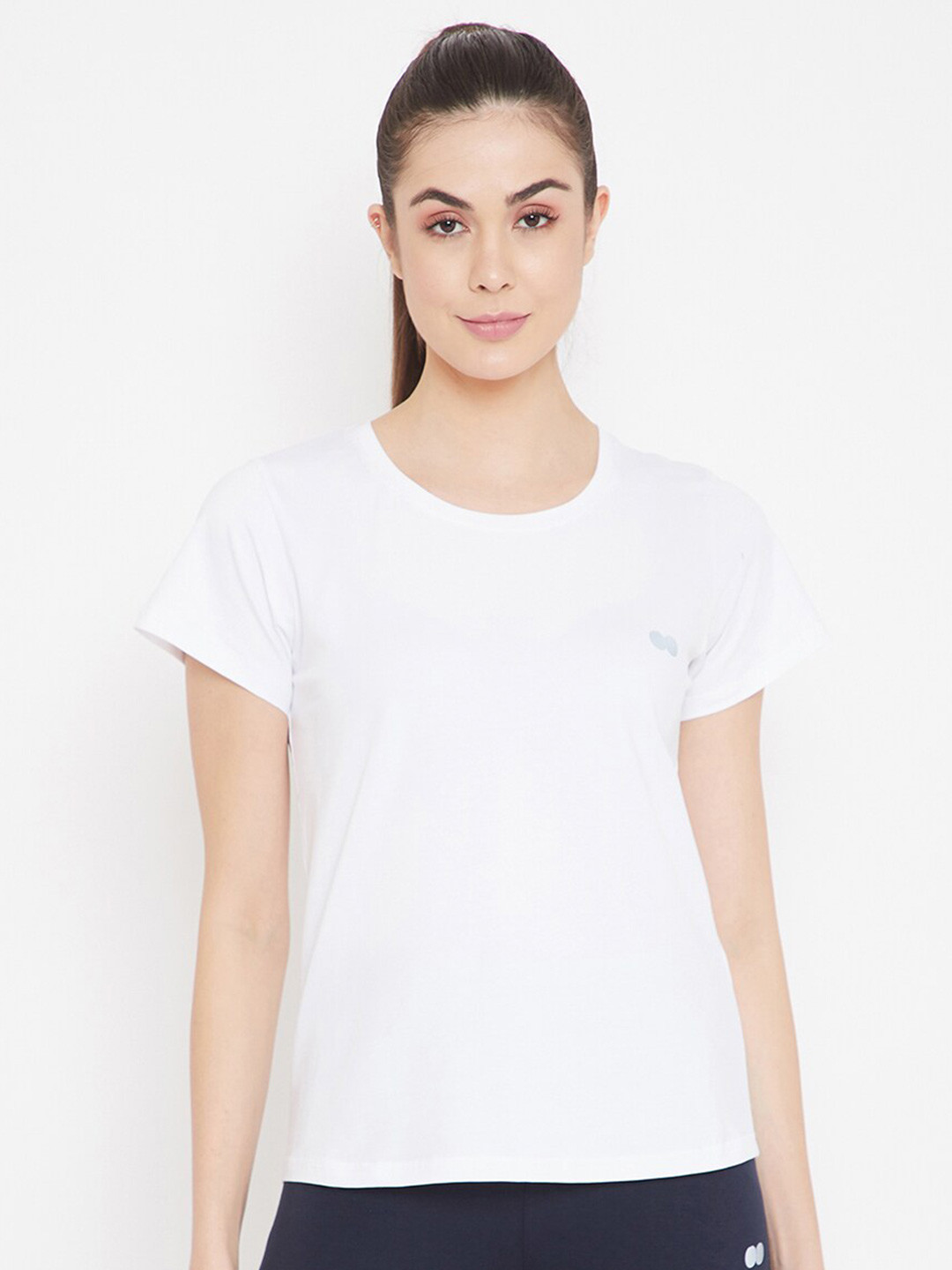 

Clovia Women White Slim Fit T-shirt