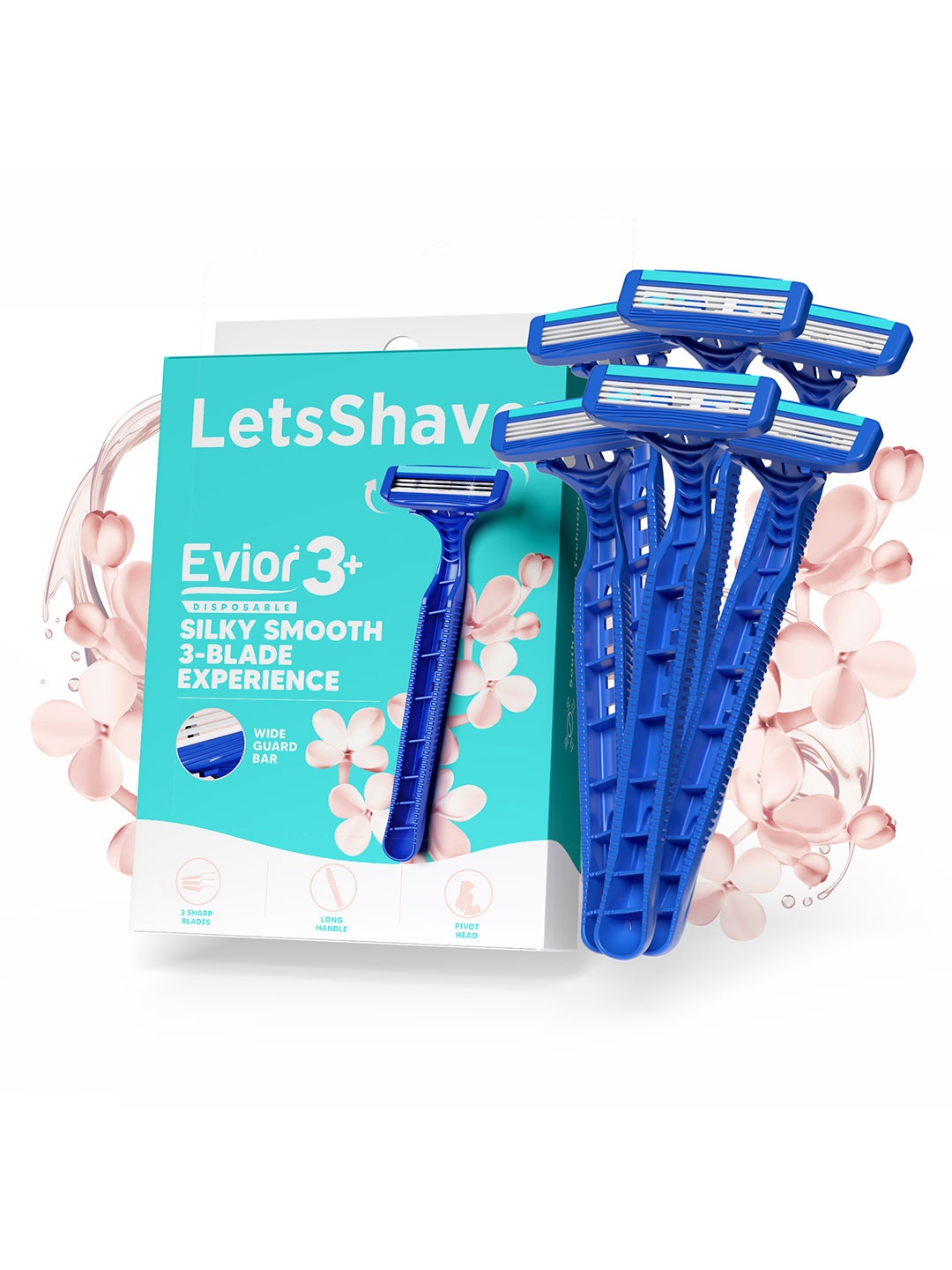 

LetsShave Women Set of 6 Evior 3 Plus Disposable Razor, Pink