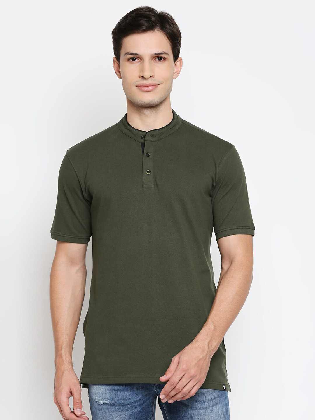 

The Souled Store Men Solid Green Pure Cotton T-shirt