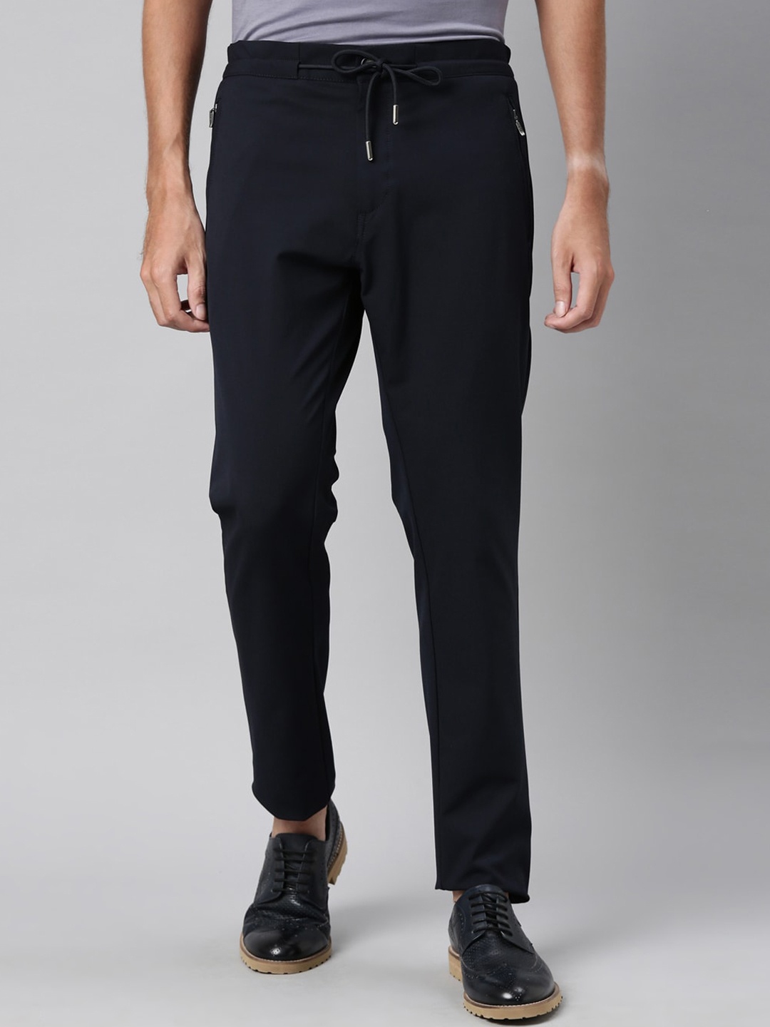 

RARE RABBIT Men Navy Blue Slim Fit Trousers