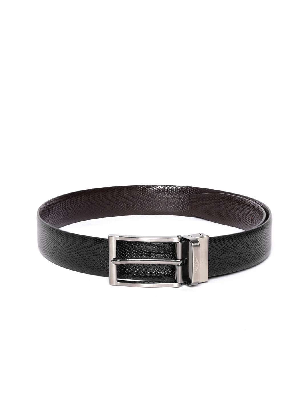 

Park Avenue Men Black & Coffee Brown Snakeskin Textured Formal Leather Reversible Belt