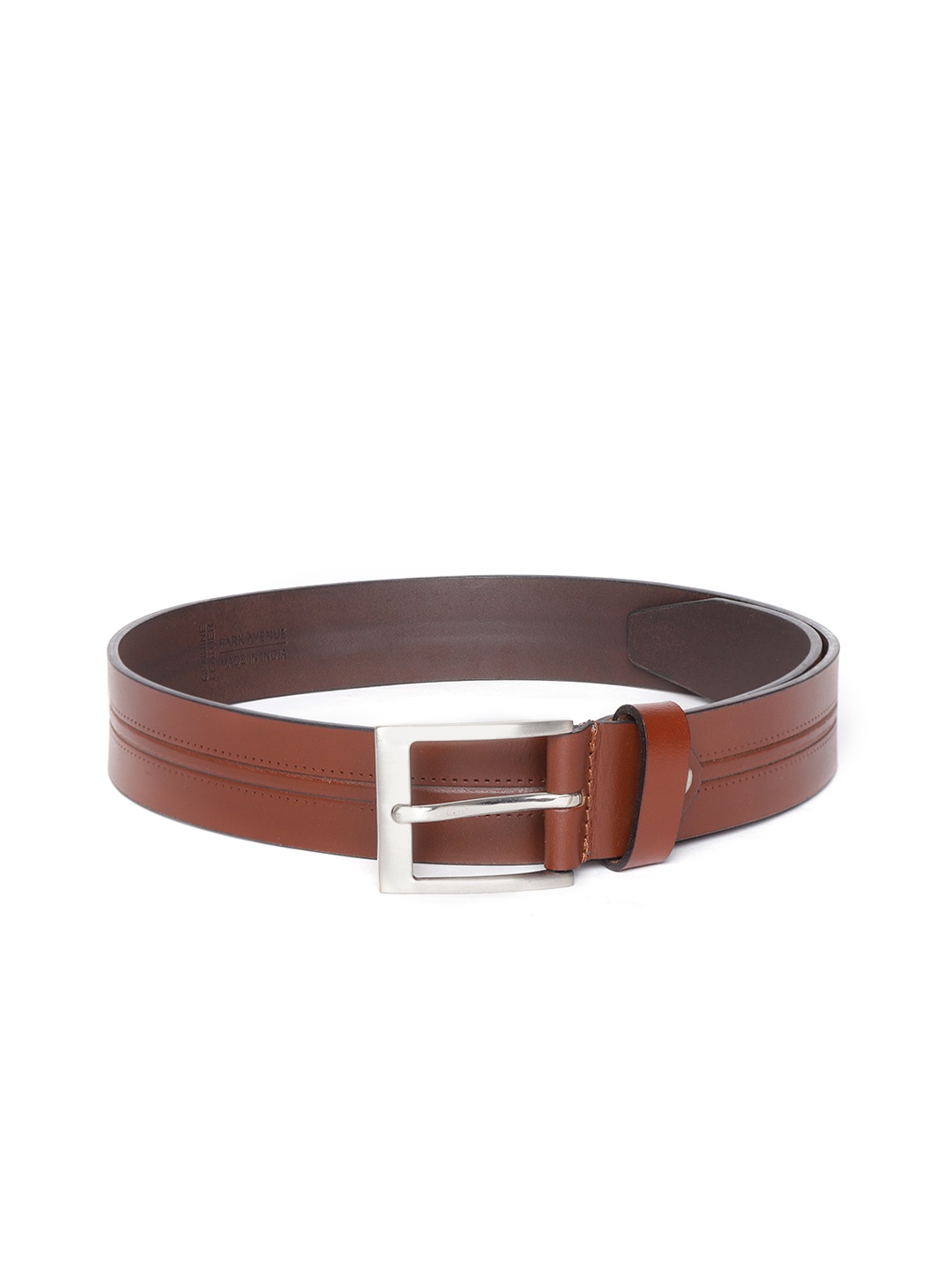 

Park Avenue Men Brown Solid Leather Casual Belt with Textured Detail