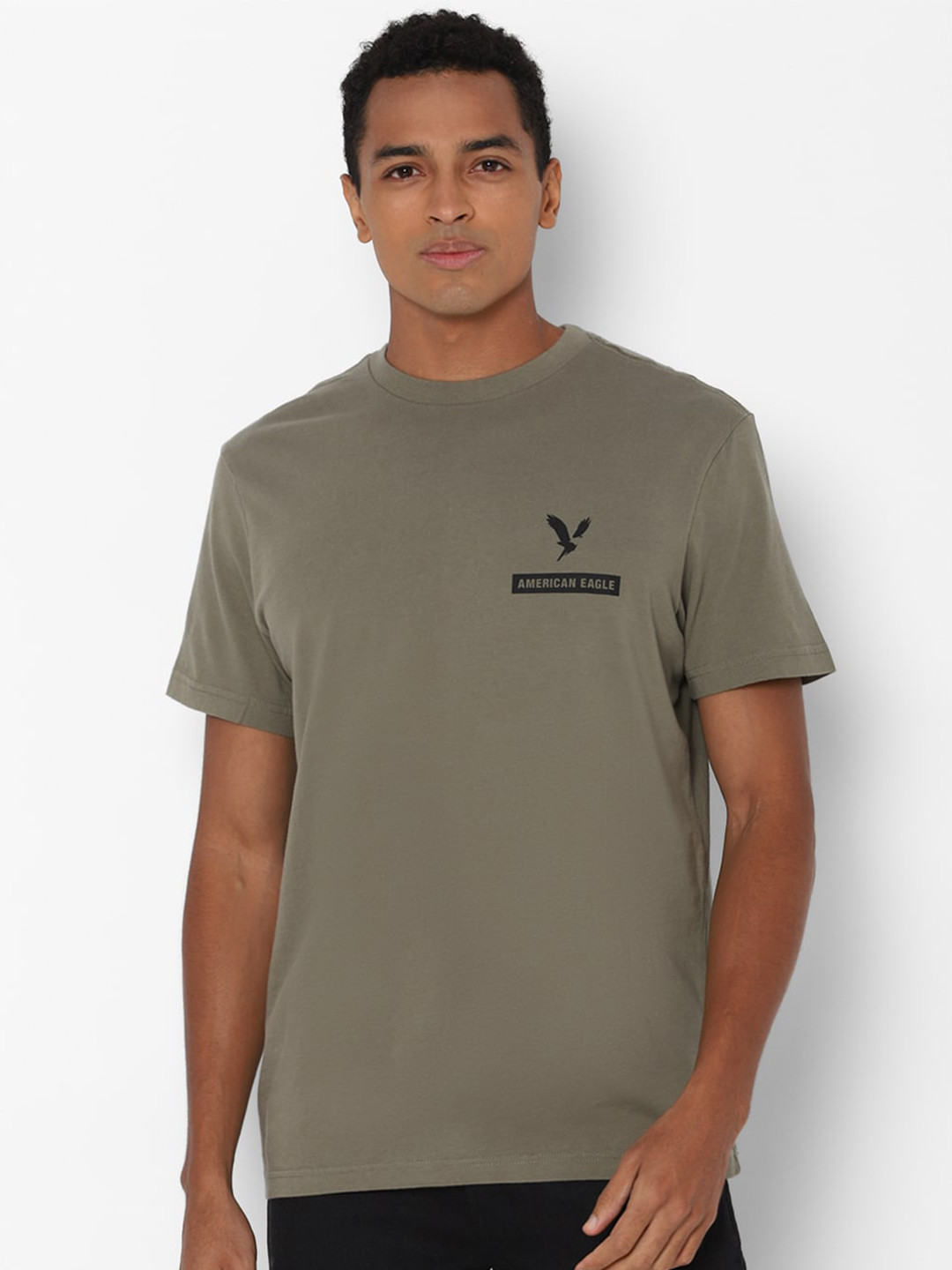 

AMERICAN EAGLE OUTFITTERS Men Green Brand Logo Printed T-shirt