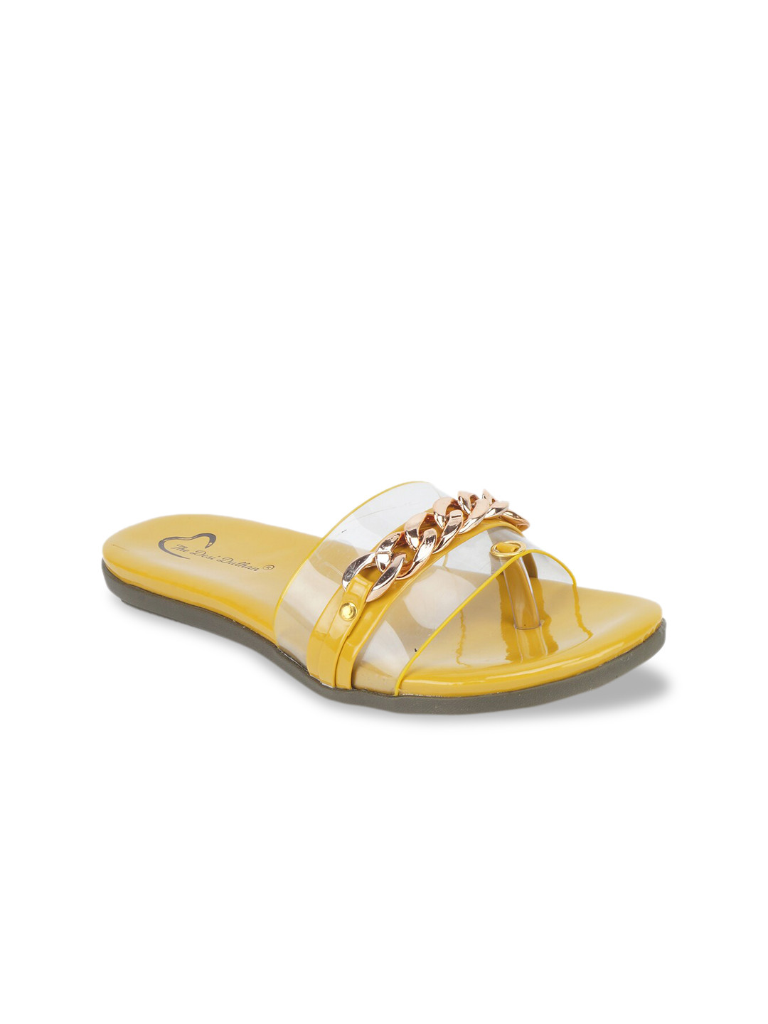 

The Desi Dulhan Women Yellow Embellished Open Toe Flats