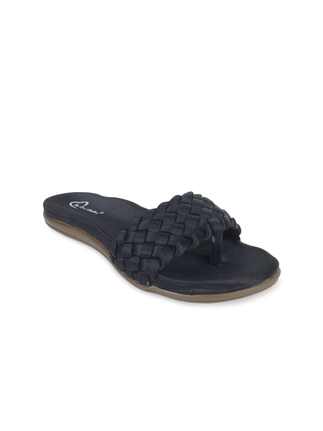 

The Desi Dulhan Women Black Woven Design Open Toe Flats