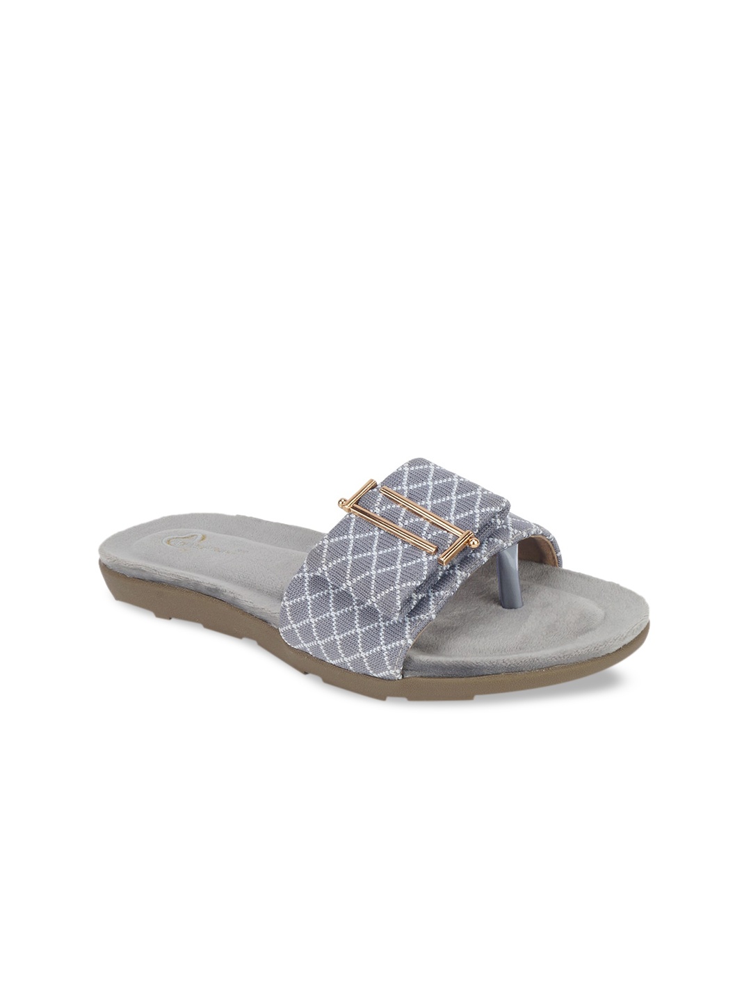 

The Desi Dulhan Women Grey Printed Open Toe Flats with Bows