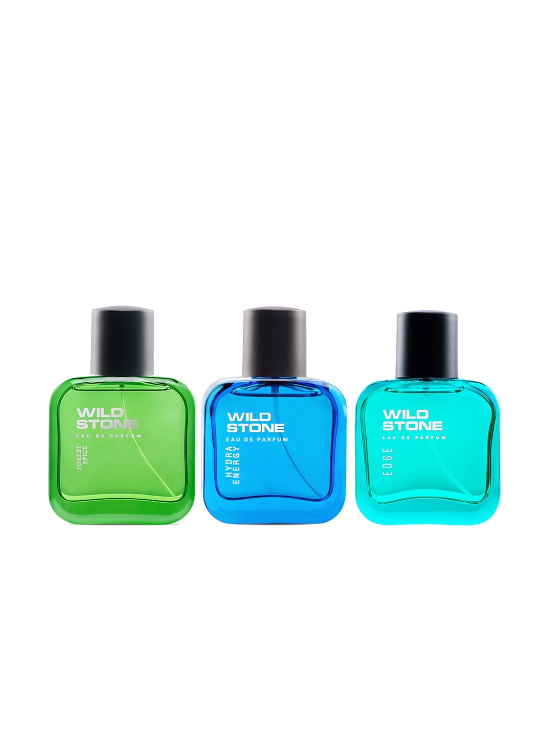 

Wild Stone Men Set Of 3 Eau De Parfum - Forest Spice + Hydra Energy + Edge - 50ml Each, Blue