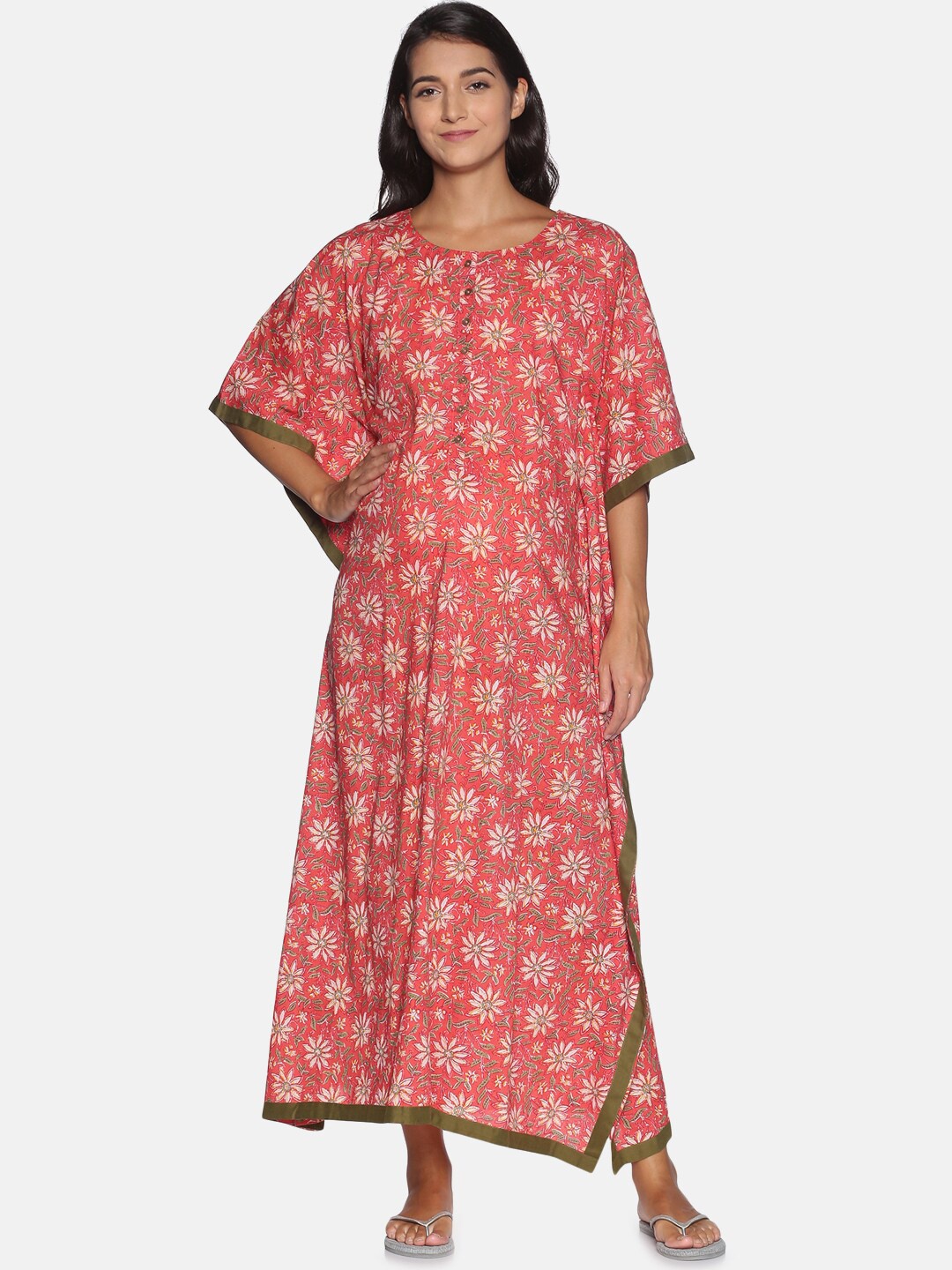 

The Mom Store Maternity Coral Printed Maxi Nightdress