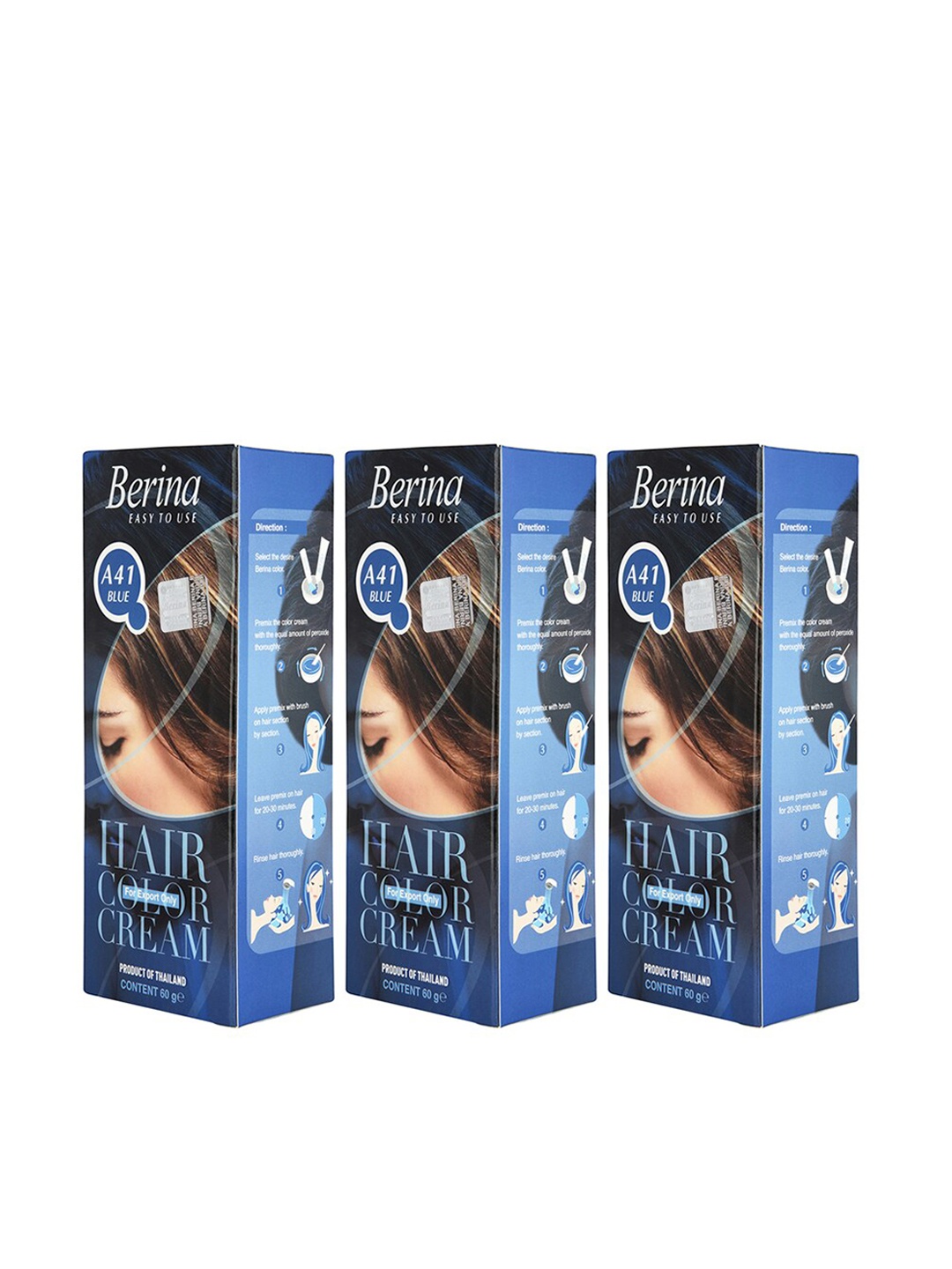 

Berina Pack of 3 Hair Color Cream A41 Blue