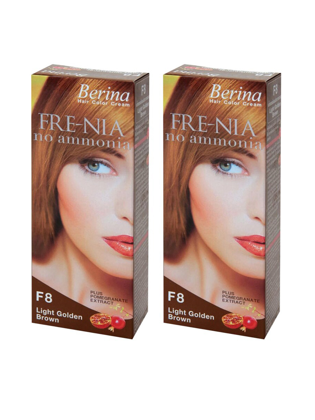 

Berina Pack of 2 FRE-NIA Hair Color Cream F8 Light Golden Brown