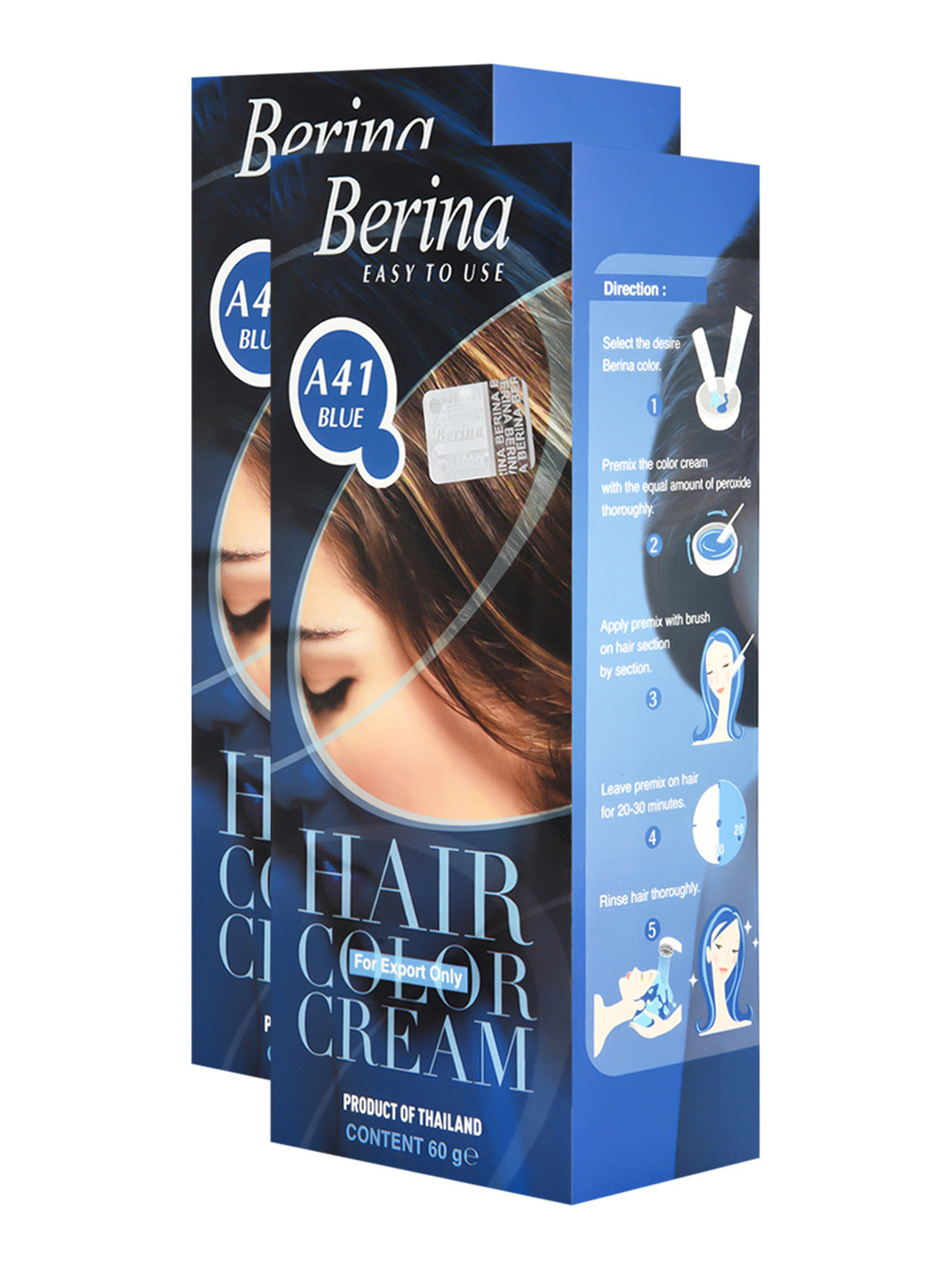 

Berina Pack of 2 Hair Color Cream A41 Blue