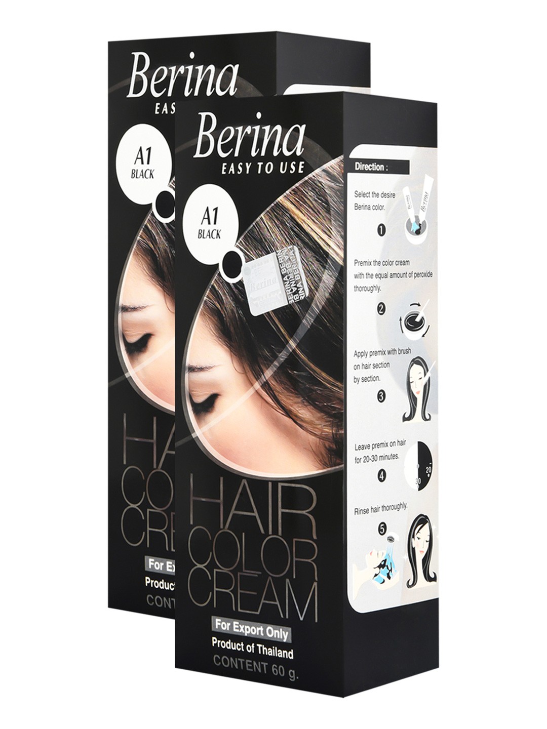 

Berina Pack of 2 Hair Color Cream A1 Black