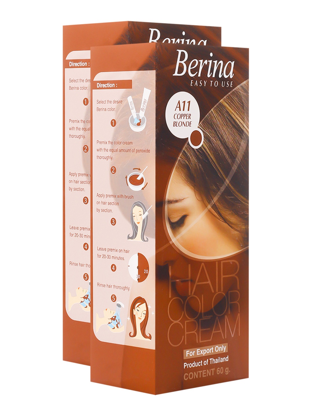 

Berina Pack of 2 Hair Color Cream A11 Copper Blonde