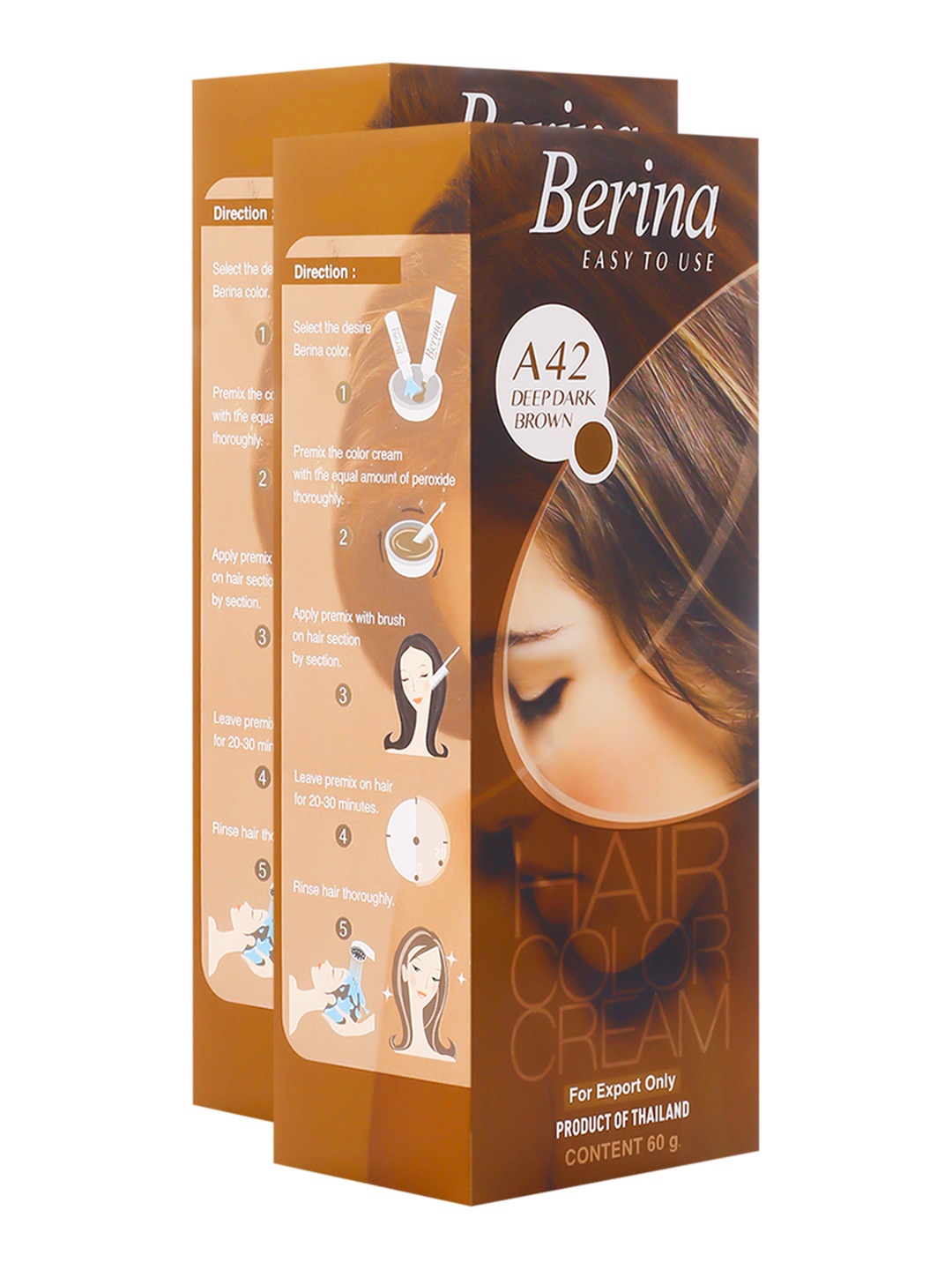 

Berina Pack of 2 Hair Color Cream A42 Deep Dark Brown