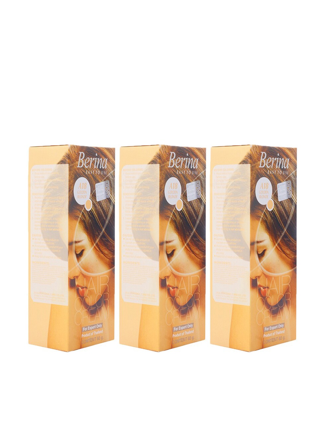 

Berina Pack of 3 Hair Color Cream A18 Golden Blonde, Brown