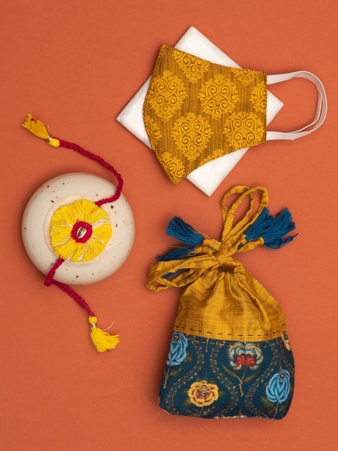 

VASTRAMAY Blue & Yellow Eco Friendly Rakhi Gift Set