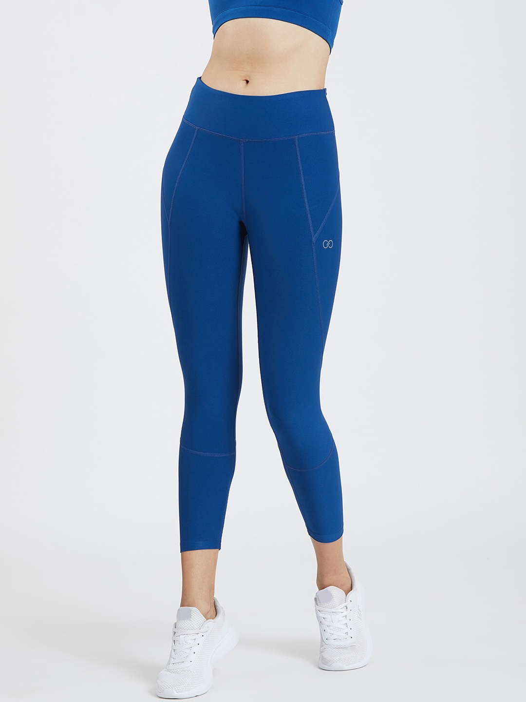 

CREEZ Women Blue Solid Rapid-Dry Anti-Microbial Skinny-Fit Sports Tights