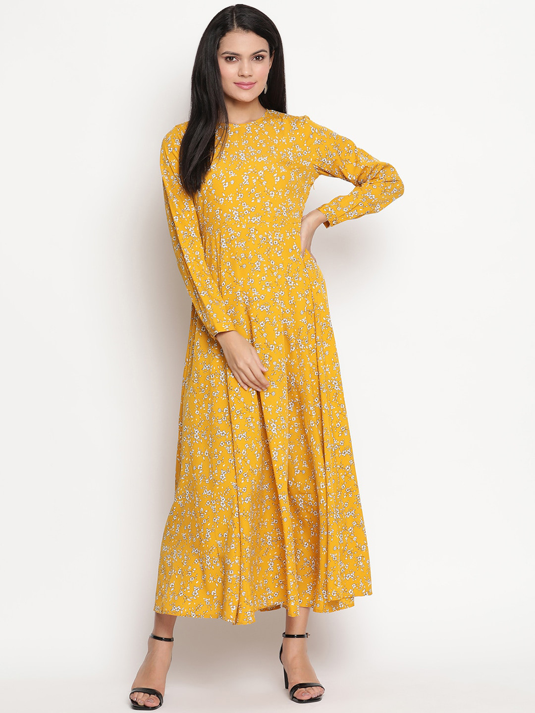 

HOUSE OF KKARMA Yellow Floral Maxi Dress