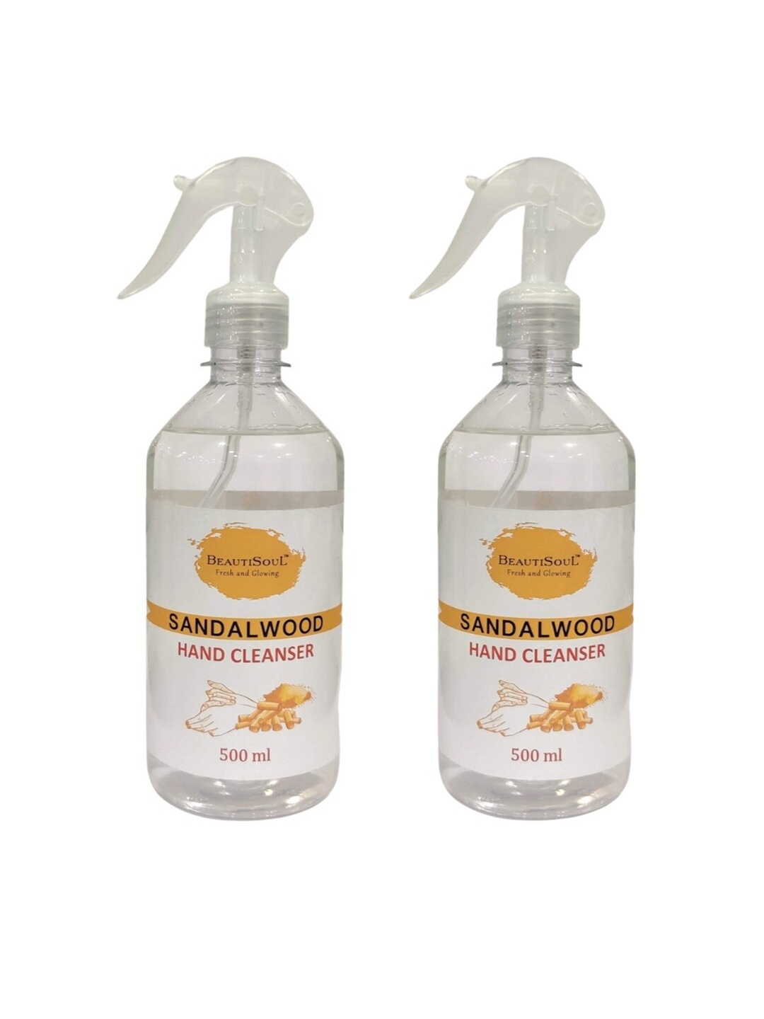 

Beautisoul Pack of 2 Sandalwood Hand Cleanser Trigger - 500ml Each, White