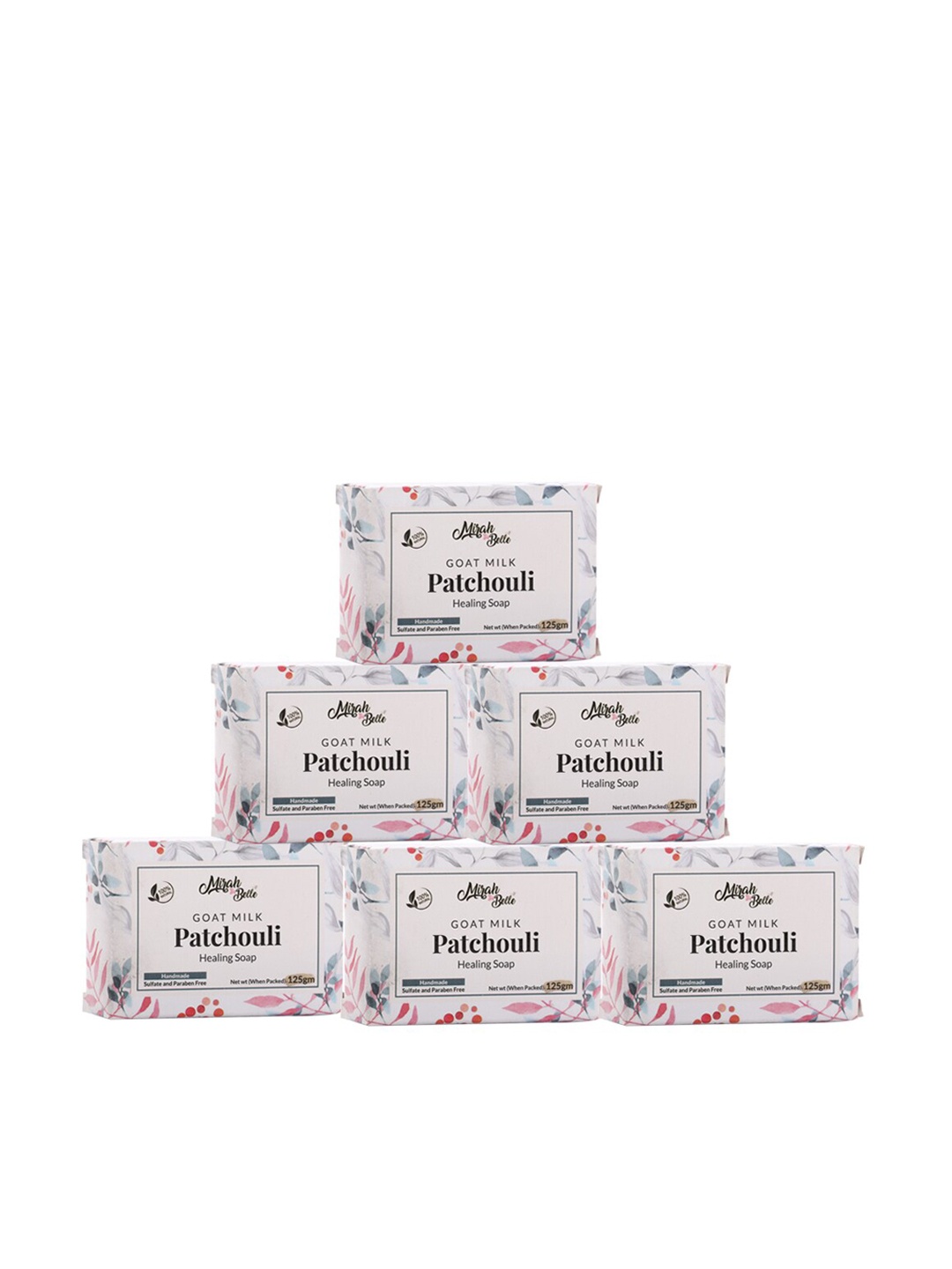 

Mirah Belle Pack of 6 Goat Milk - Patchouli Anti Blemish Soap - 125 g Each, White