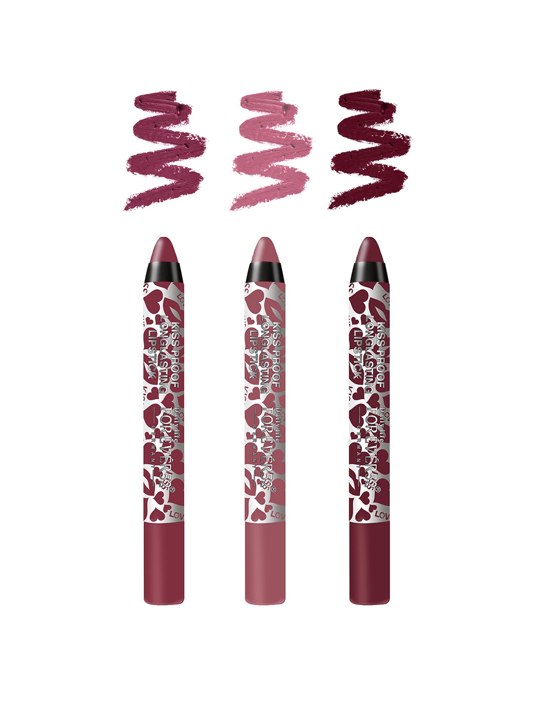 

Daily Life Forever52 Pack Of 3 Trio Of Kiss Proof Long Lasting Lipstick, Pink