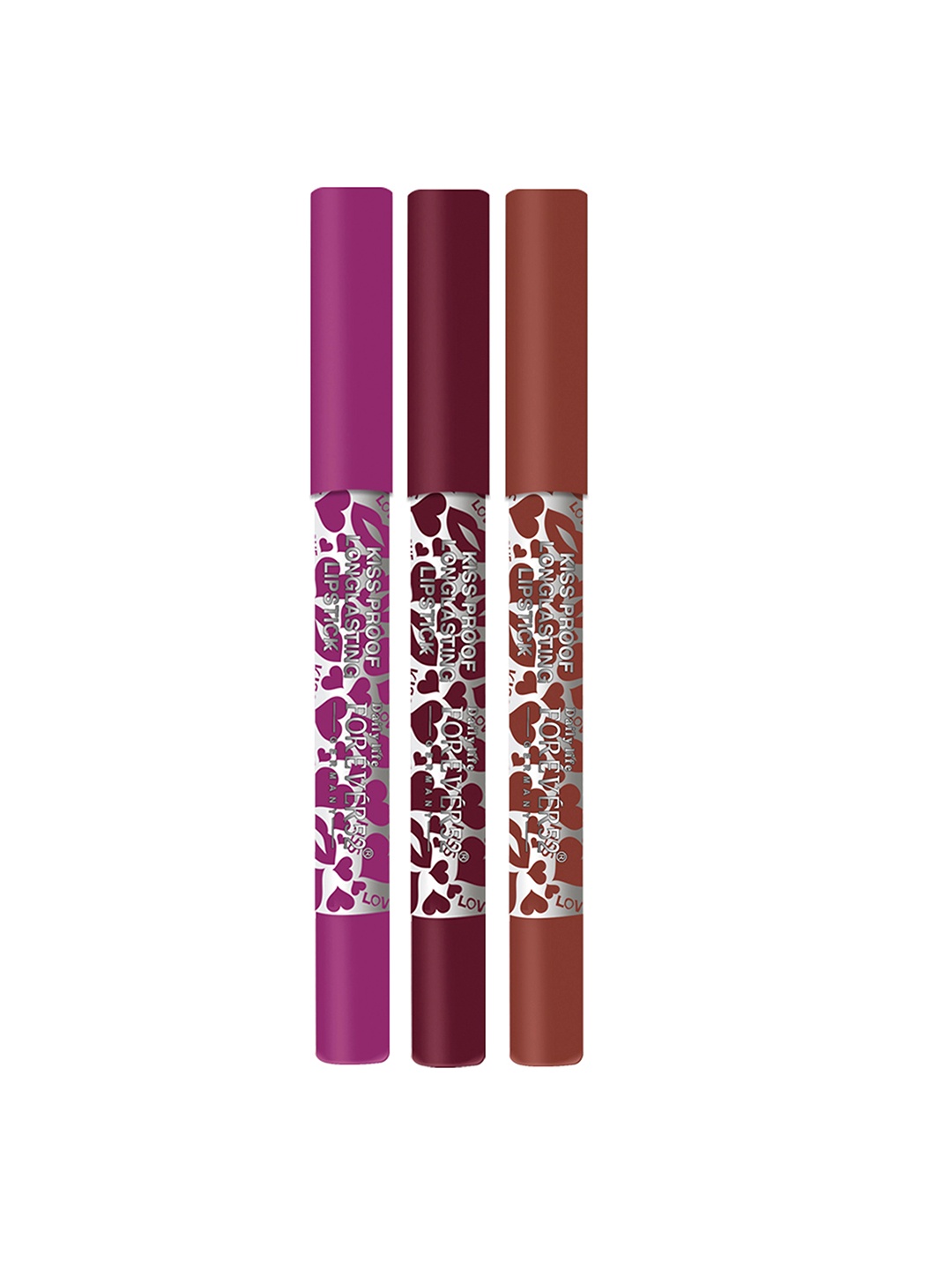 

Daily Life Forever52 Pack Of 3 Trio Of Kiss Proof Long Lasting Lipstick, Purple