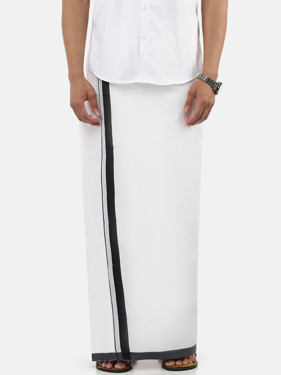 

Ramraj Men White Solid Pure Cotton Dhoti