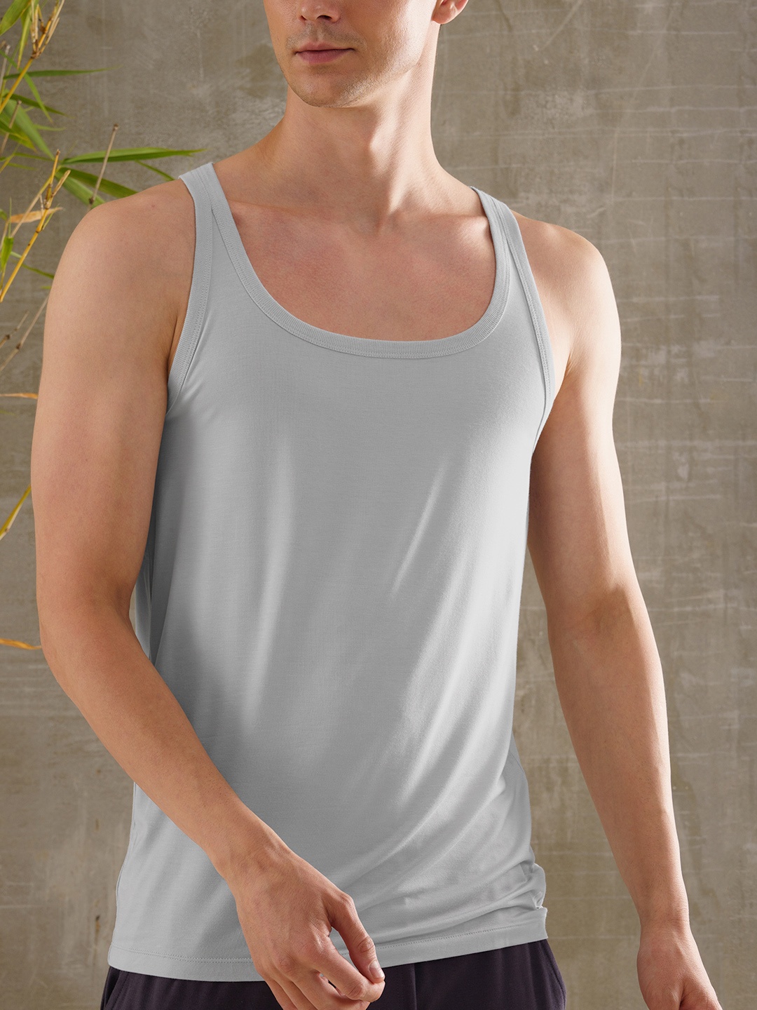 

DAMENSCH Men Bamboo Square Neck Vest, Blue