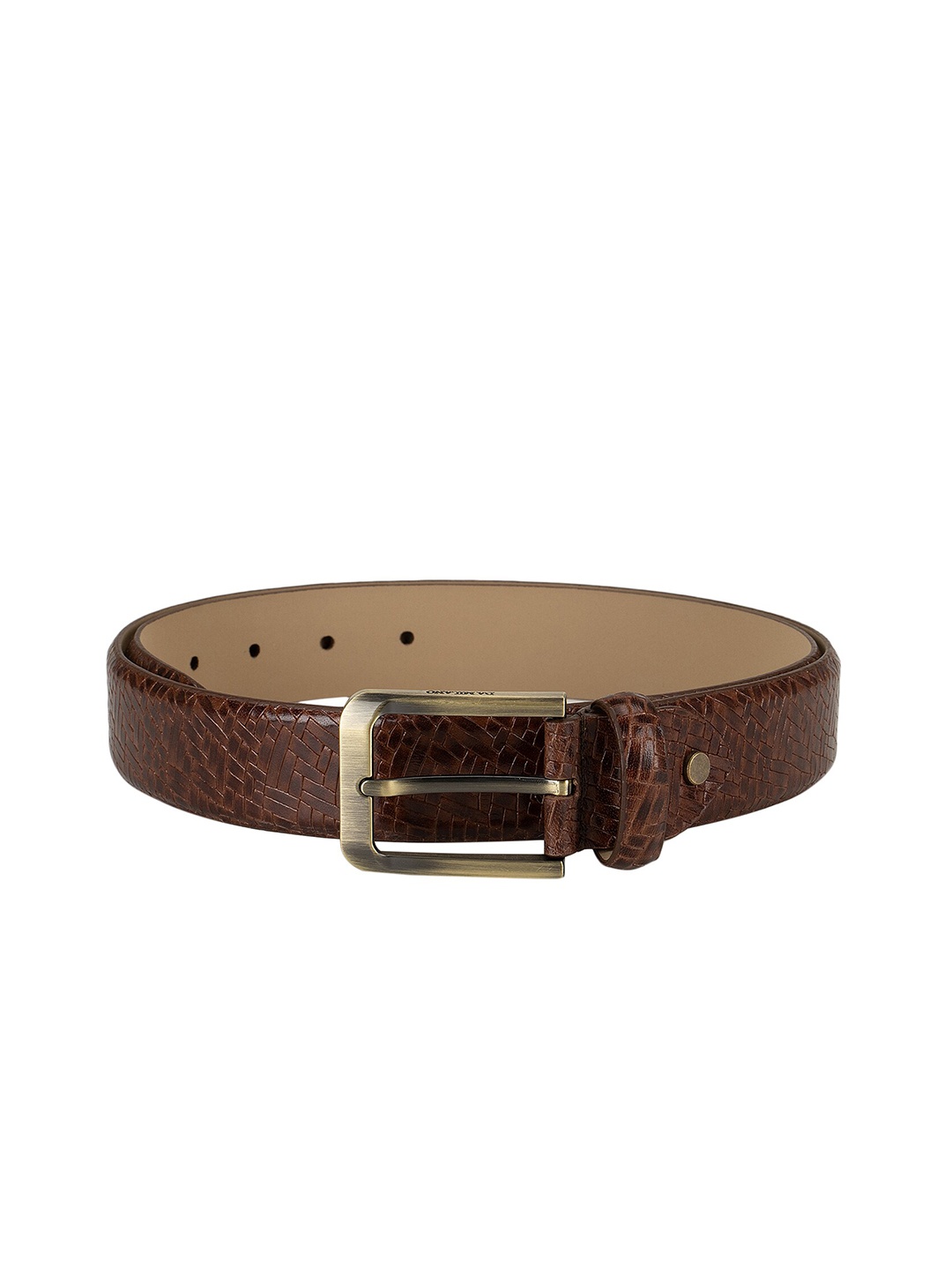

Da Milano Men Brown Textured Leather Belt